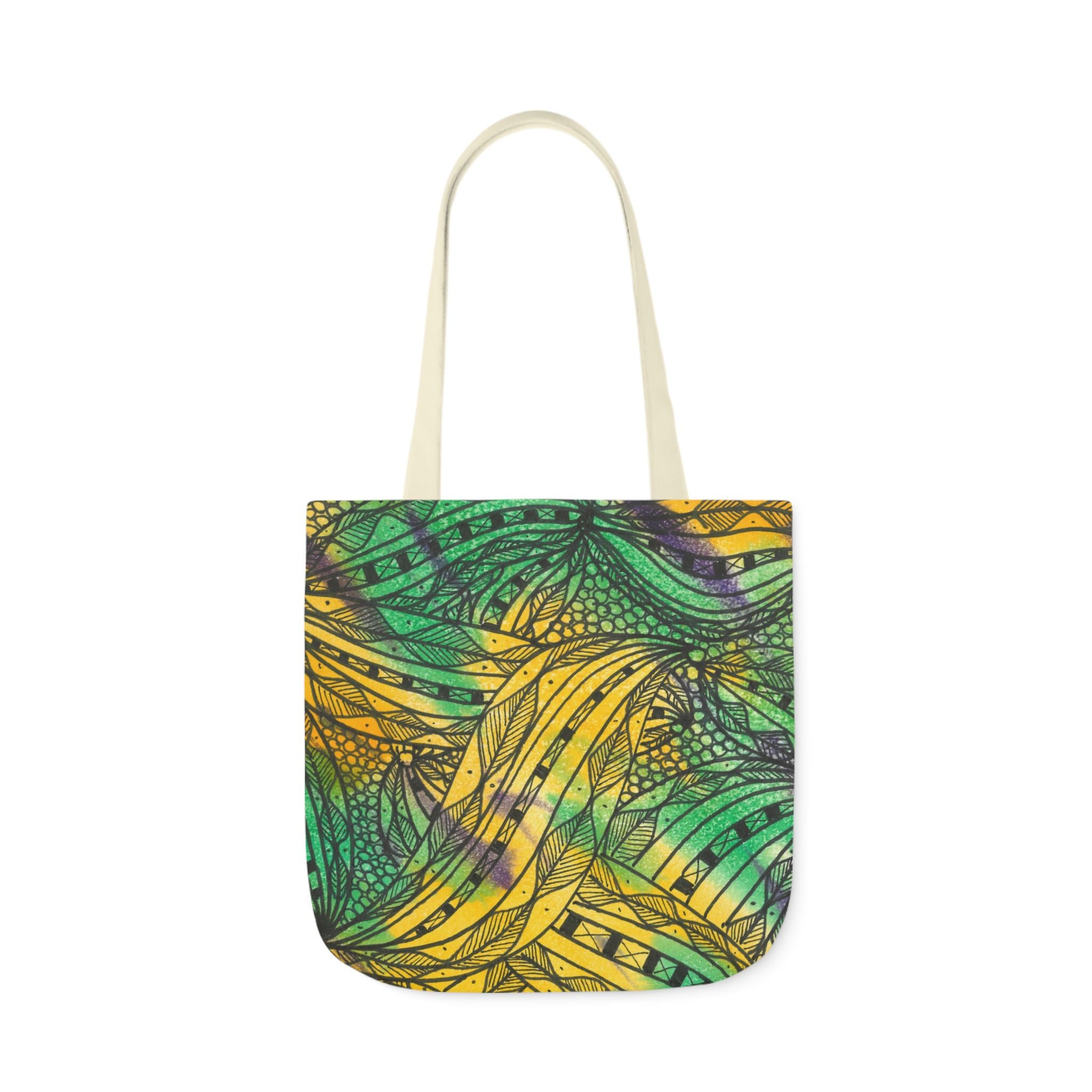 Canvas Tote Bags, Colourful Abstract Designs, 5-Color Straps, 3 Sizes.  For Family and friends or a Special Gift #37 Shrubbery
