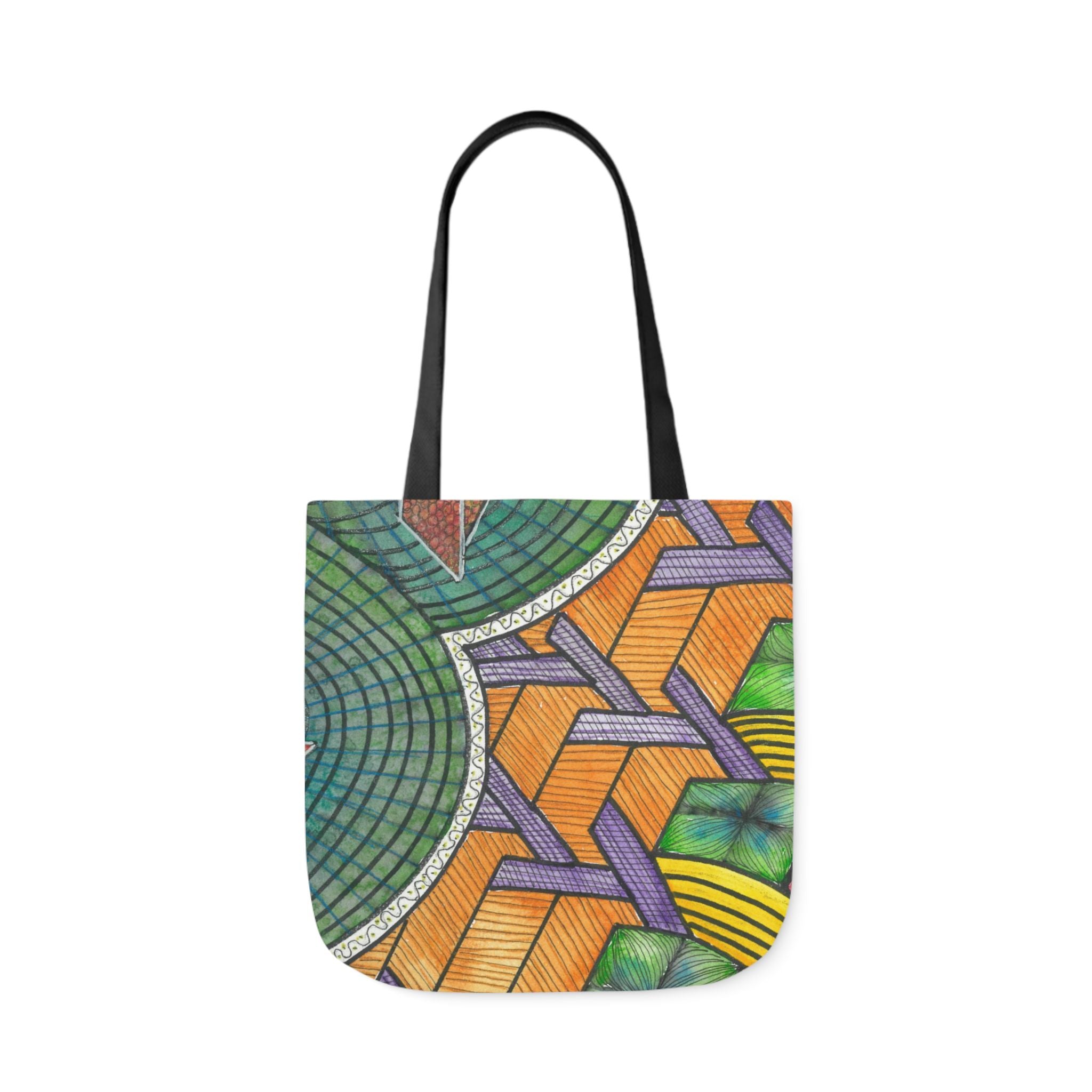 Canvas Tote Bags, Colourful Abstract Designs, 5-Color Straps, 3 Sizes.  For Family and friends or a Special Gift #31 T'Eye Land