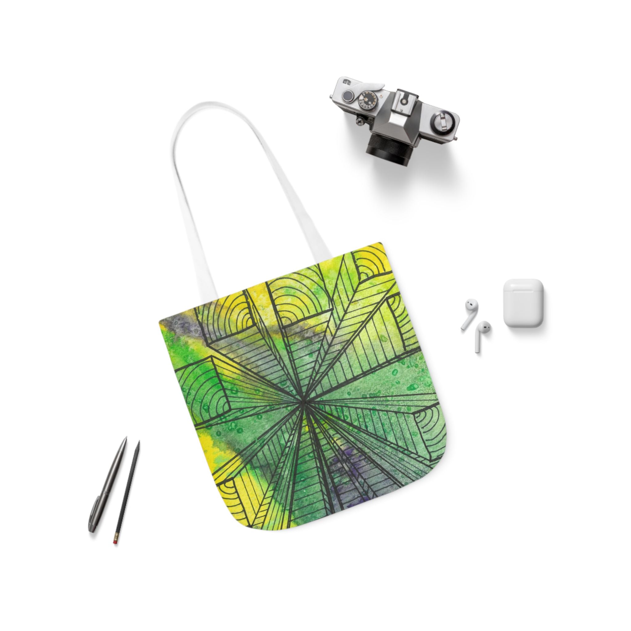 Canvas Tote Bags, Colourful Abstract Designs, 5-Color Straps, 3 Sizes.  For Family and friends or a Special Gift #89 The Wayseers