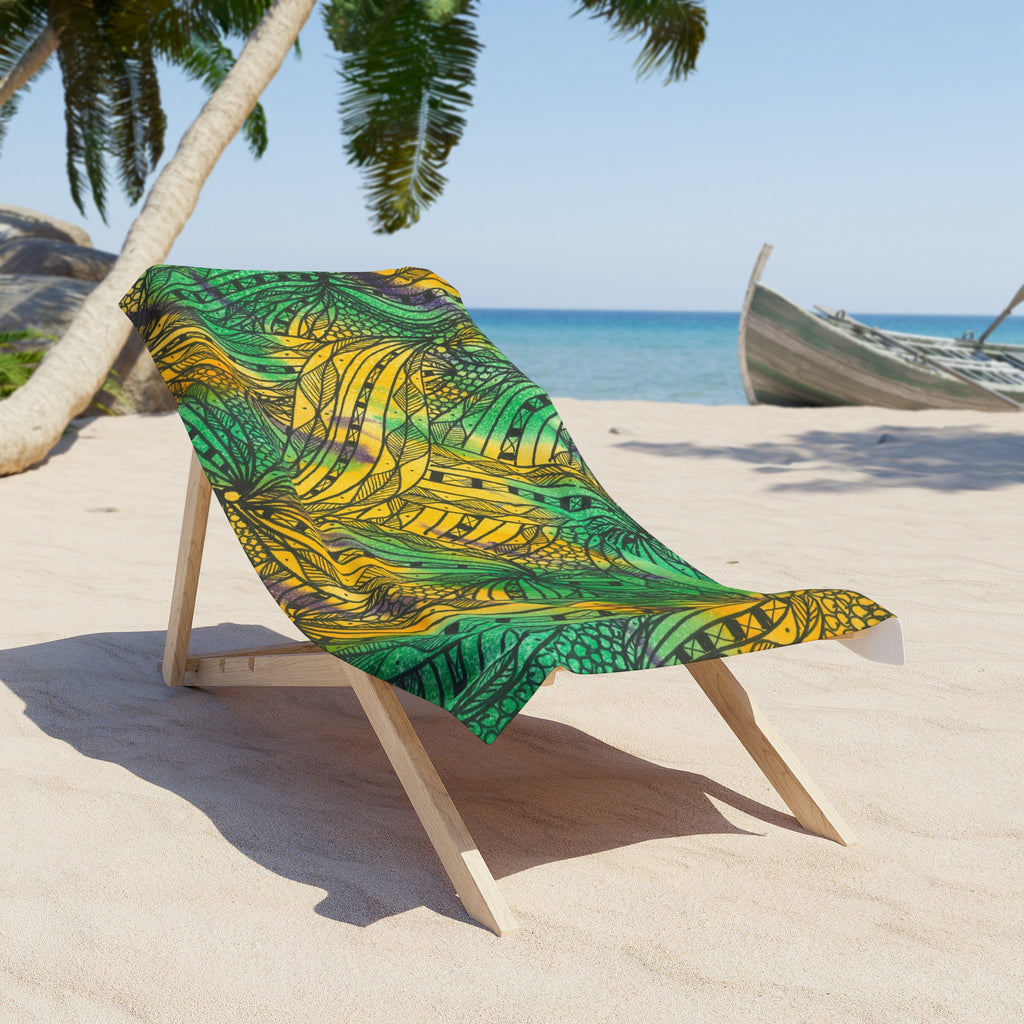 Colourful Abstract Beach Towels, Cotton Loop backing for Durability, 2 Sizes.  For Family and friends or a Special Gift #37 Shrubbery