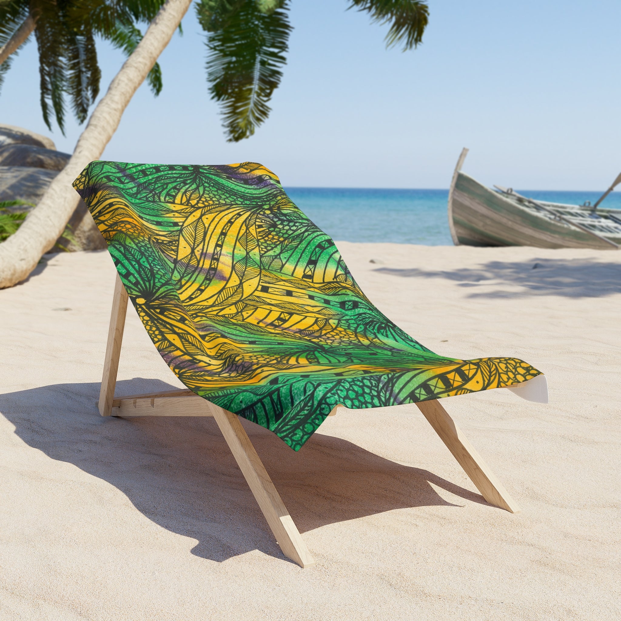 Colourful Abstract Beach Towels, Cotton Loop backing for Durability, 2 Sizes.  For Family and friends or a Special Gift #37 Shrubbery