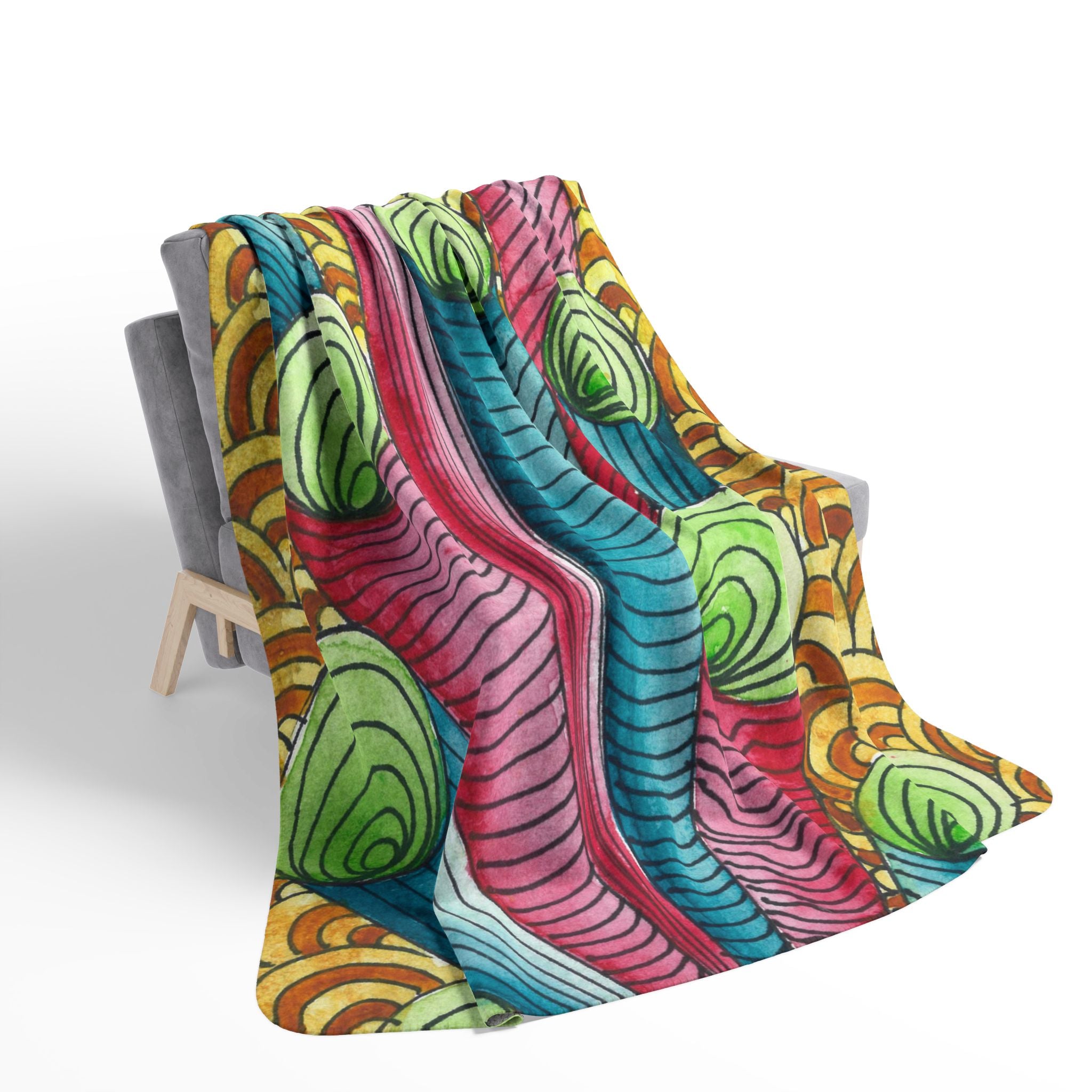 Fleece Throw Blanket, Textured Sherpa Underside, Hemmed, 2 Sizes. Colourful Abstract Design. Perfect for Bedroom, Living Room, or Special Gift #93 On A Mission