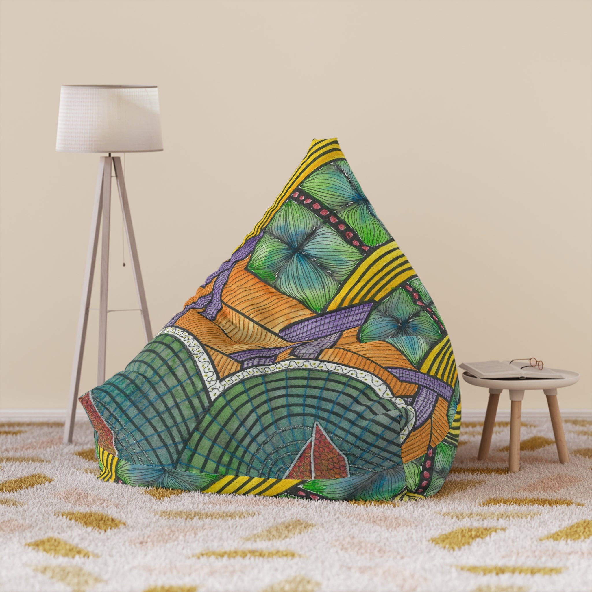Bean Bag Chair Covers For Indoor & Outdoor - 2 Sizes - Exciting Abstract Design #31 T'Eye Land