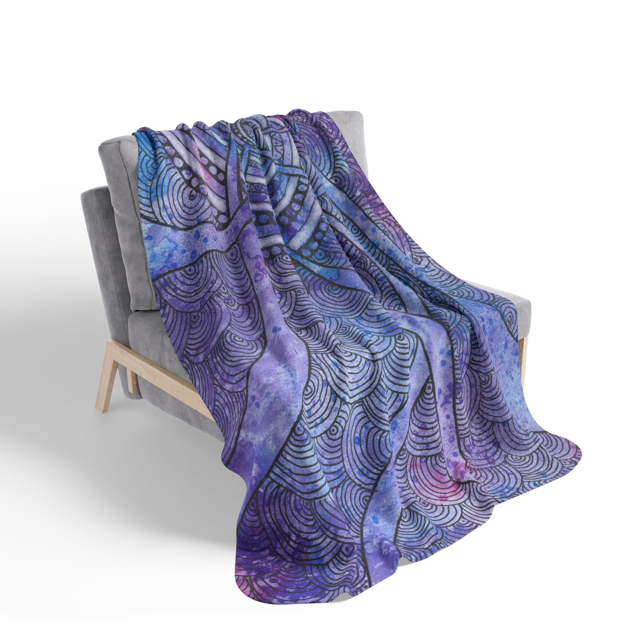 Fleece Throw Blanket, Textured Sherpa Underside, Hemmed, 2 Sizes. Colourful Abstract Design. Perfect for Bedroom, Living Room, or Special Gift #56 The Way Home