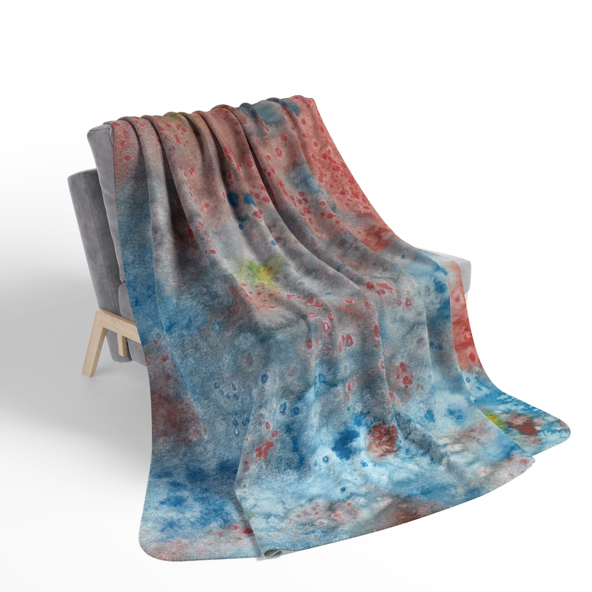 Fleece Throw Blanket, Textured Sherpa Underside, Hemmed, 2 Sizes. Colourful Abstract Design. Perfect for Bedroom, Living Room, or Special Gift #53 The Reef