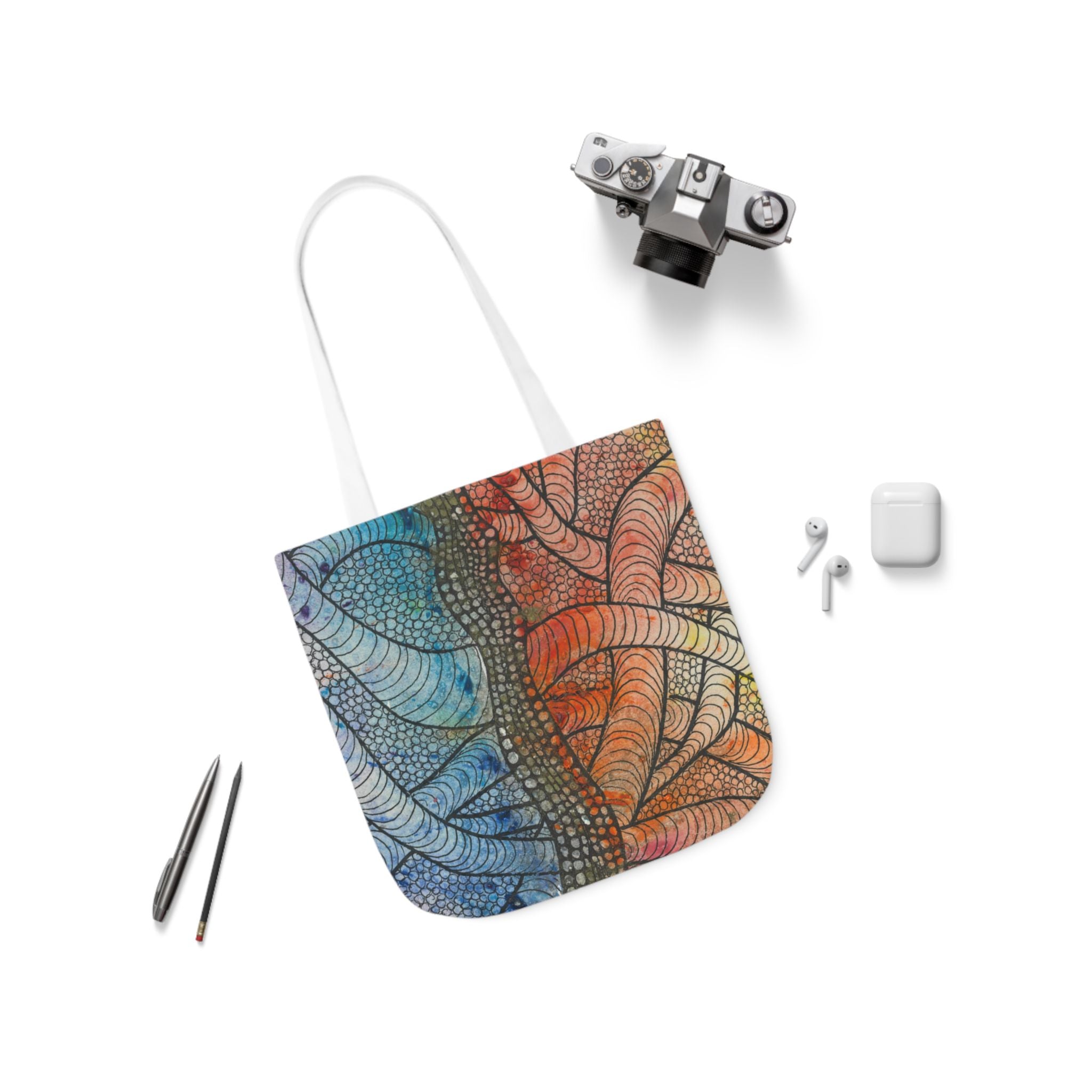Canvas Tote Bags, Colourful Abstract Designs, 5-Color Straps, 3 Sizes.  For Family and friends or a Special Gift #72 After The End