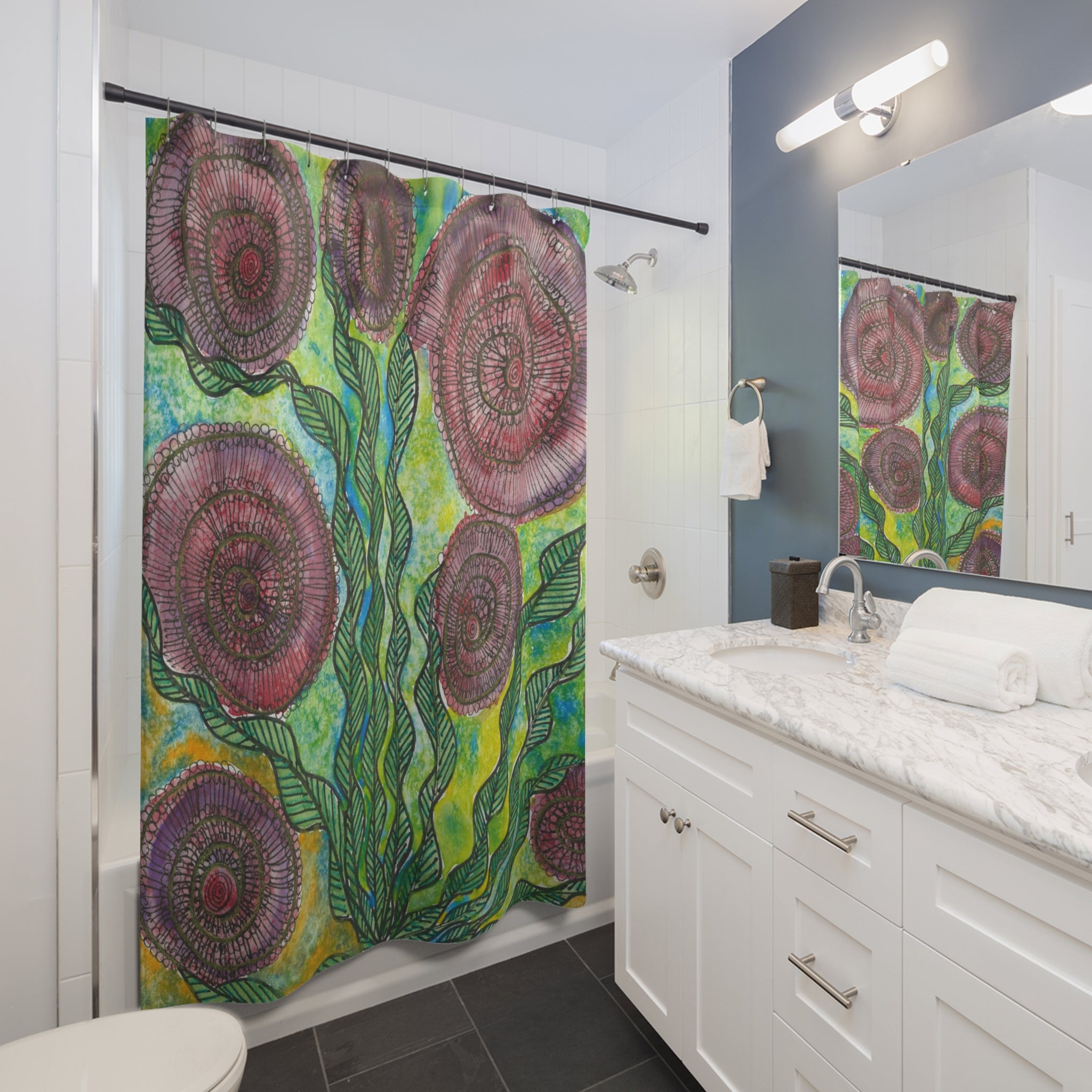 Beautiful Shower Curtains to Refresh Your Bathroom. Colourful Abstract Designs. Perfect For Your Bathroom or Special House-Warming Gift #35 Beetroot To Yourself