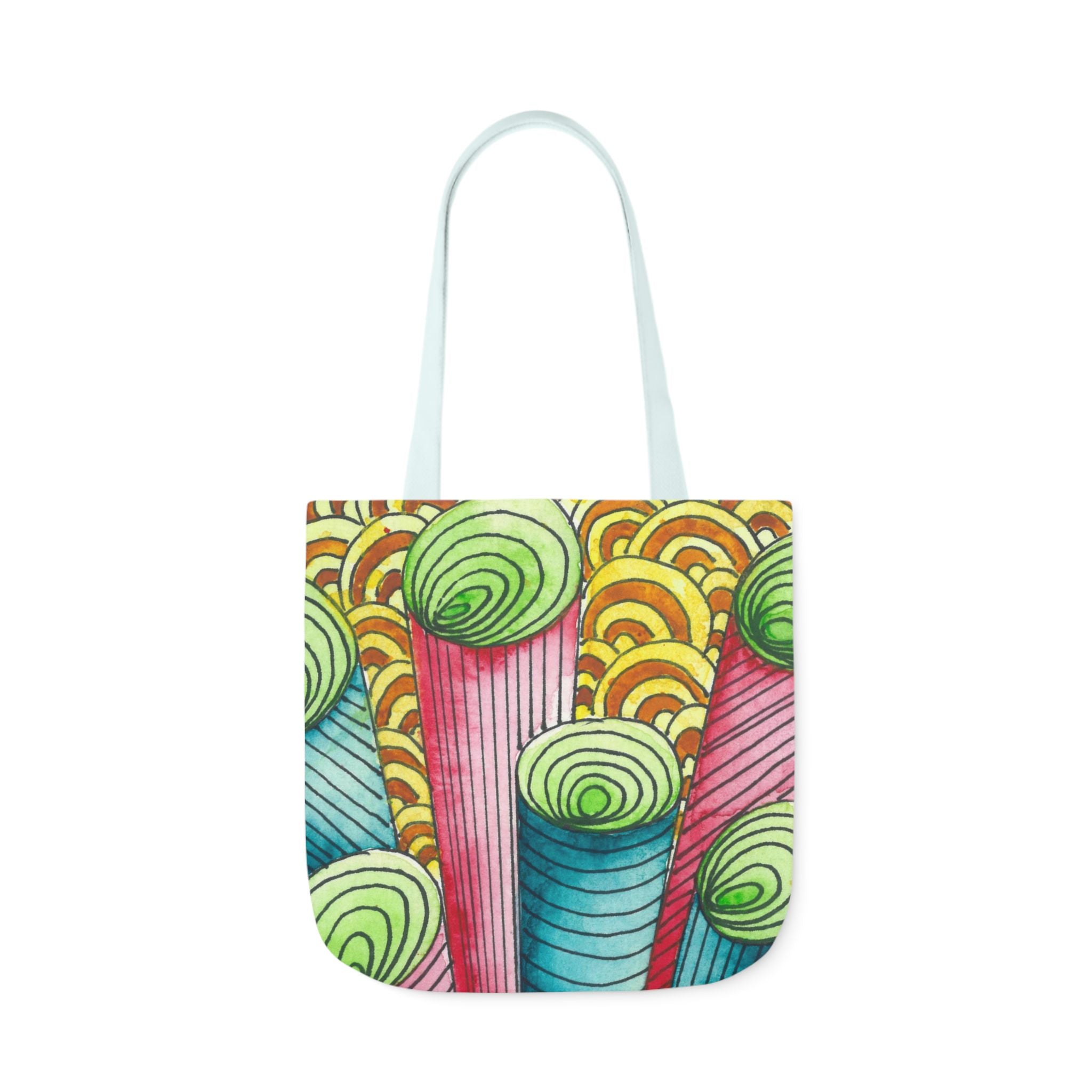 Canvas Tote Bags, Colourful Abstract Designs, 5-Color Straps, 3 Sizes.  For Family and friends or a Special Gift #93 On A Mission