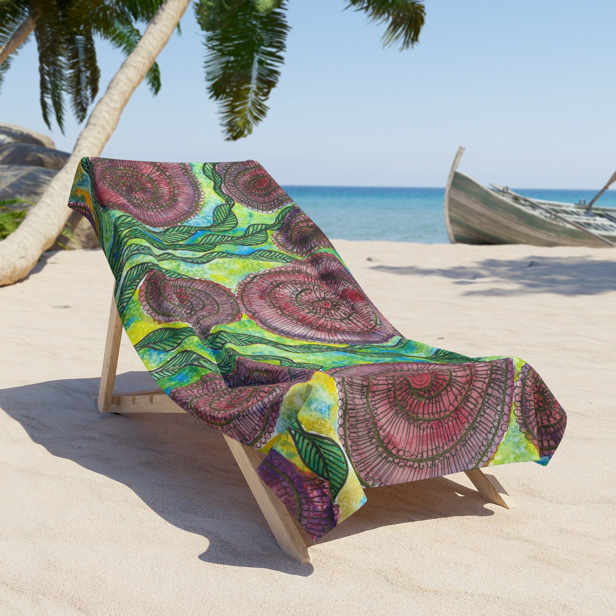 Colourful Abstract Beach Towels, Cotton Loop backing for Durability, 2 Sizes.  For Family and friends or a Special Gift #35 Beetroot To Yourself