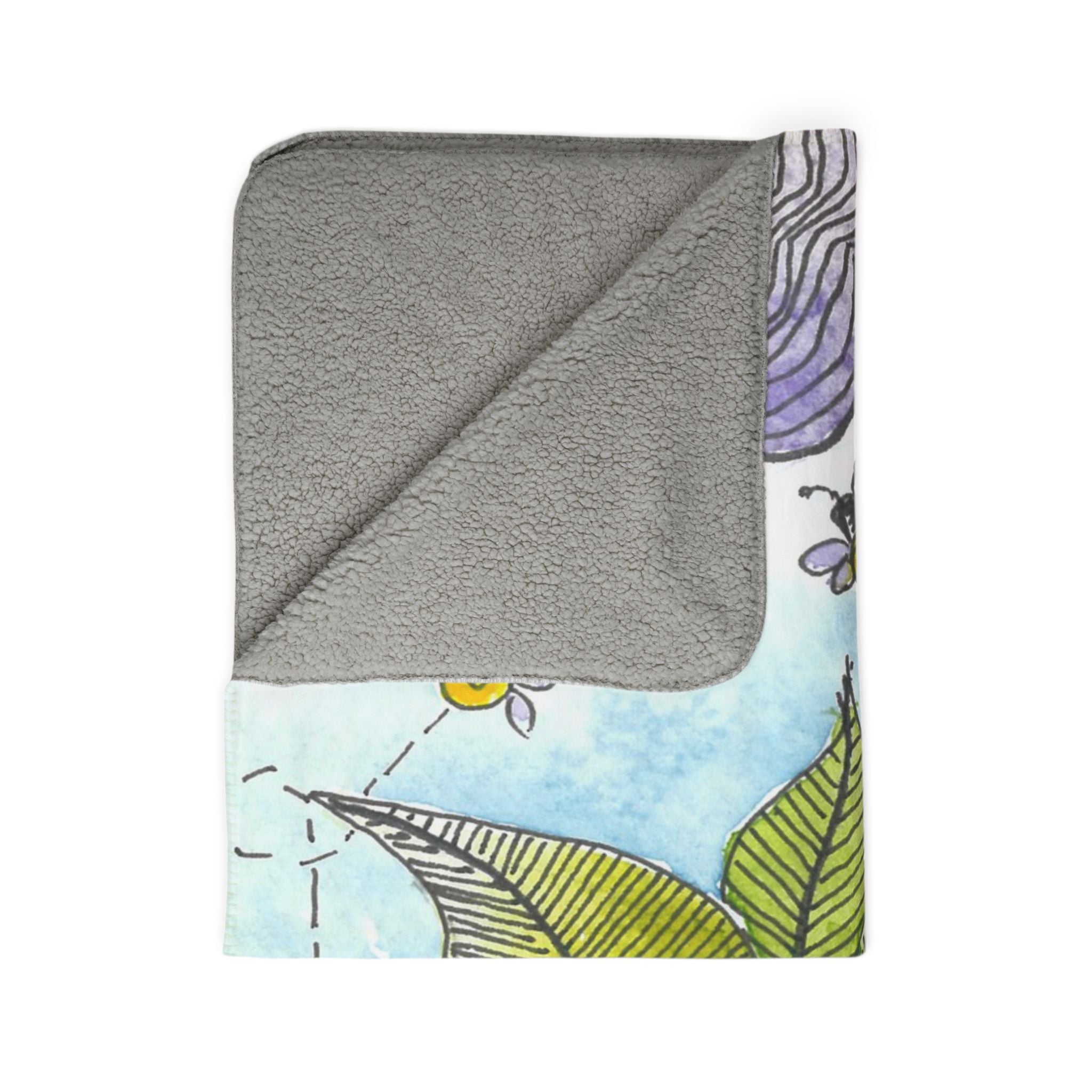 Fleece Throw Blanket, Textured Sherpa Underside, Hemmed, 2 Sizes. Colourful Abstract Design. Perfect for Bedroom, Living Room, or Special Gift #4 Bloom'n
