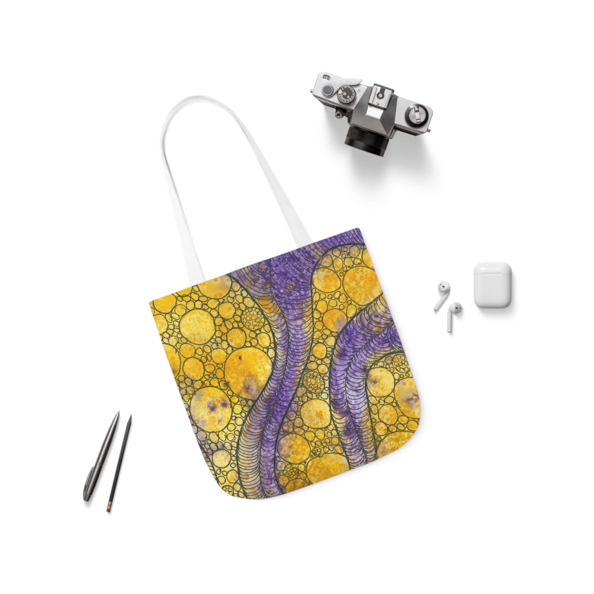 Canvas Tote Bags, Colourful Abstract Designs, 5-Color Straps, 3 Sizes.  For Family and friends or a Special Gift #64 Is Now A Good Time