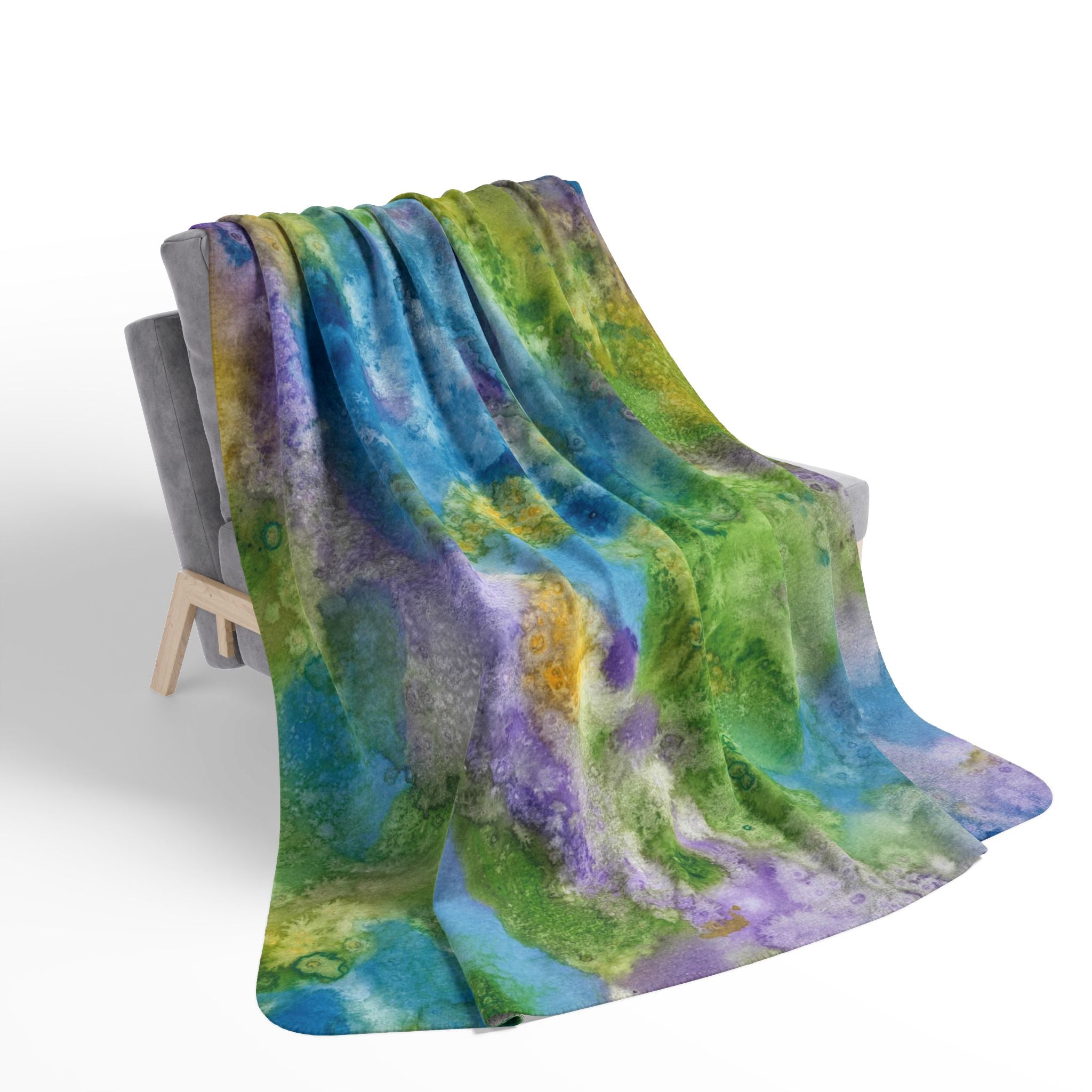 Fleece Throw Blanket, Textured Sherpa Underside, Hemmed, 2 Sizes. Colourful Abstract Design. Perfect for Bedroom, Living Room, or Special Gift #60 Happy Holidays