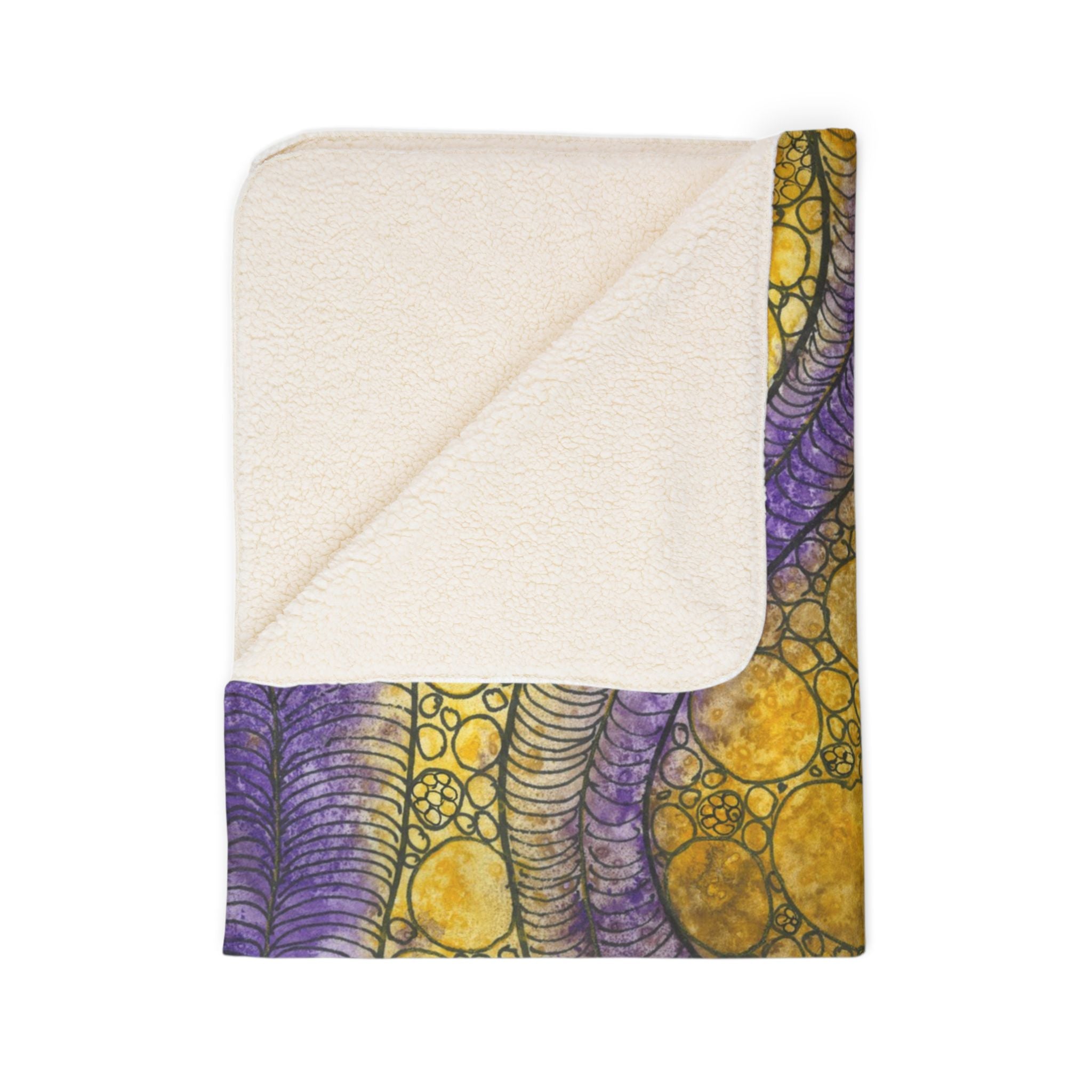 Fleece Throw Blanket, Textured Sherpa Underside, Hemmed, 2 Sizes. Colourful Abstract Design. Perfect for Bedroom, Living Room, or Special Gift #64 Is Now A Good Time