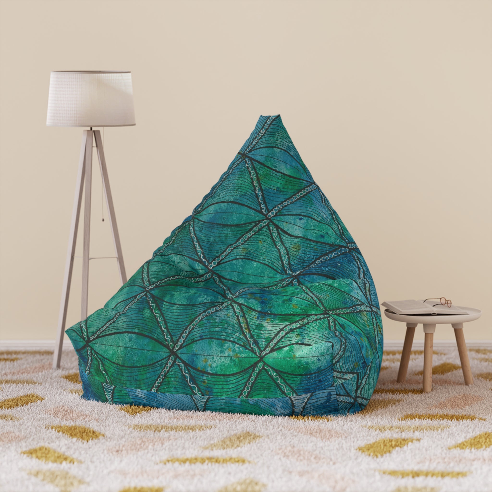 Bean Bag Chair Covers For Indoor & Outdoor - 2 Sizes - Exciting Abstract Design #58 How's The Serenity?