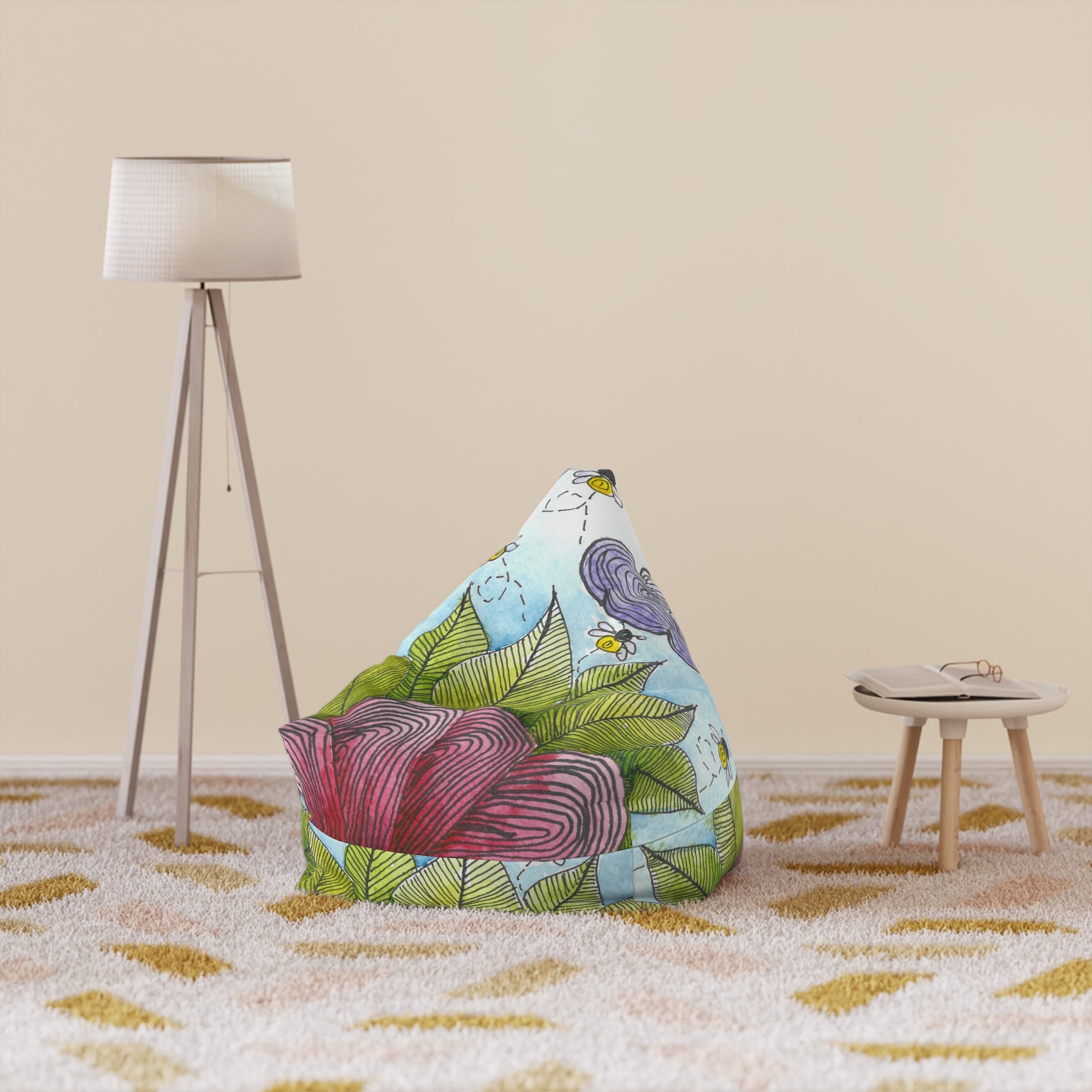 Bean Bag Chair Covers For Indoor & Outdoor - 2 Sizes - Exciting Abstract Design #4 Bloom'n