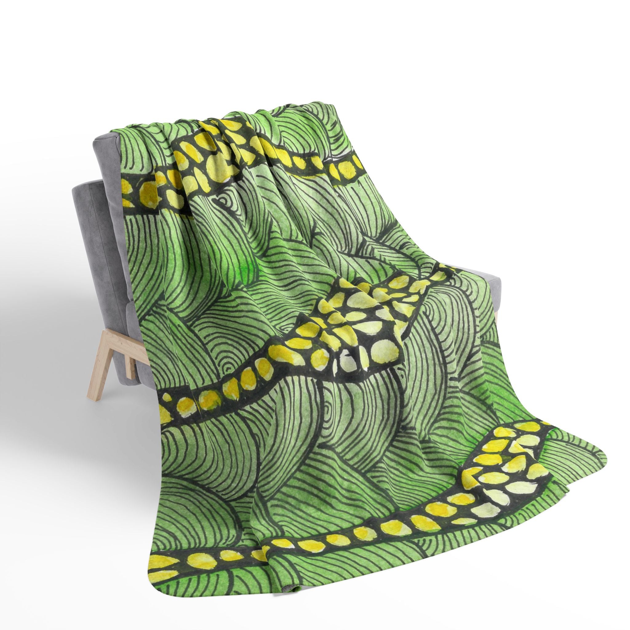 Fleece Throw Blanket, Textured Sherpa Underside, Hemmed, 2 Sizes. Colourful Abstract Design. Perfect for Bedroom, Living Room, or Special Gift #13 Watcha Thinking