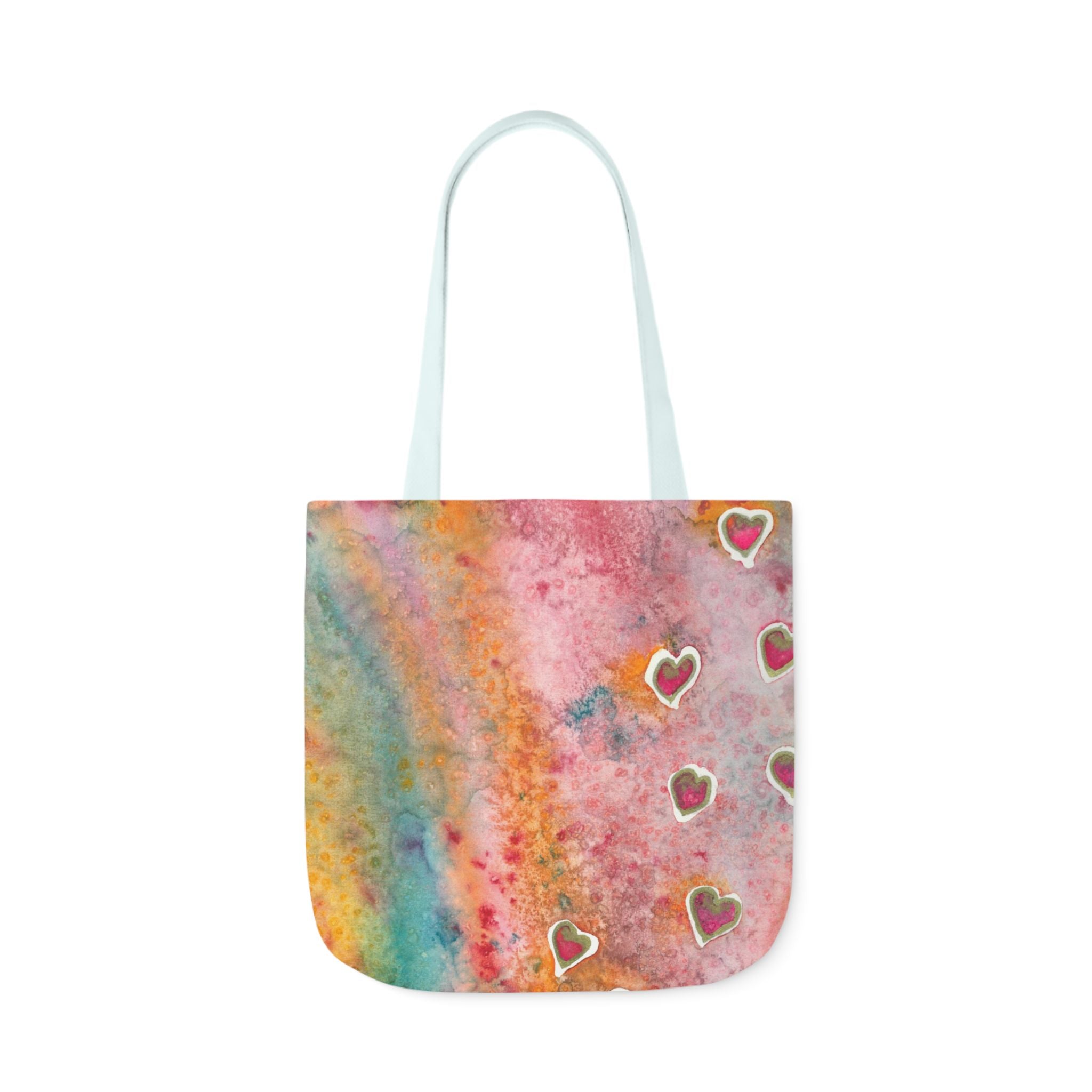 Canvas Tote Bags, Colourful Abstract Designs, 5-Color Straps, 3 Sizes.  For Family and friends or a Special Gift #96 Love Friendship Integrity