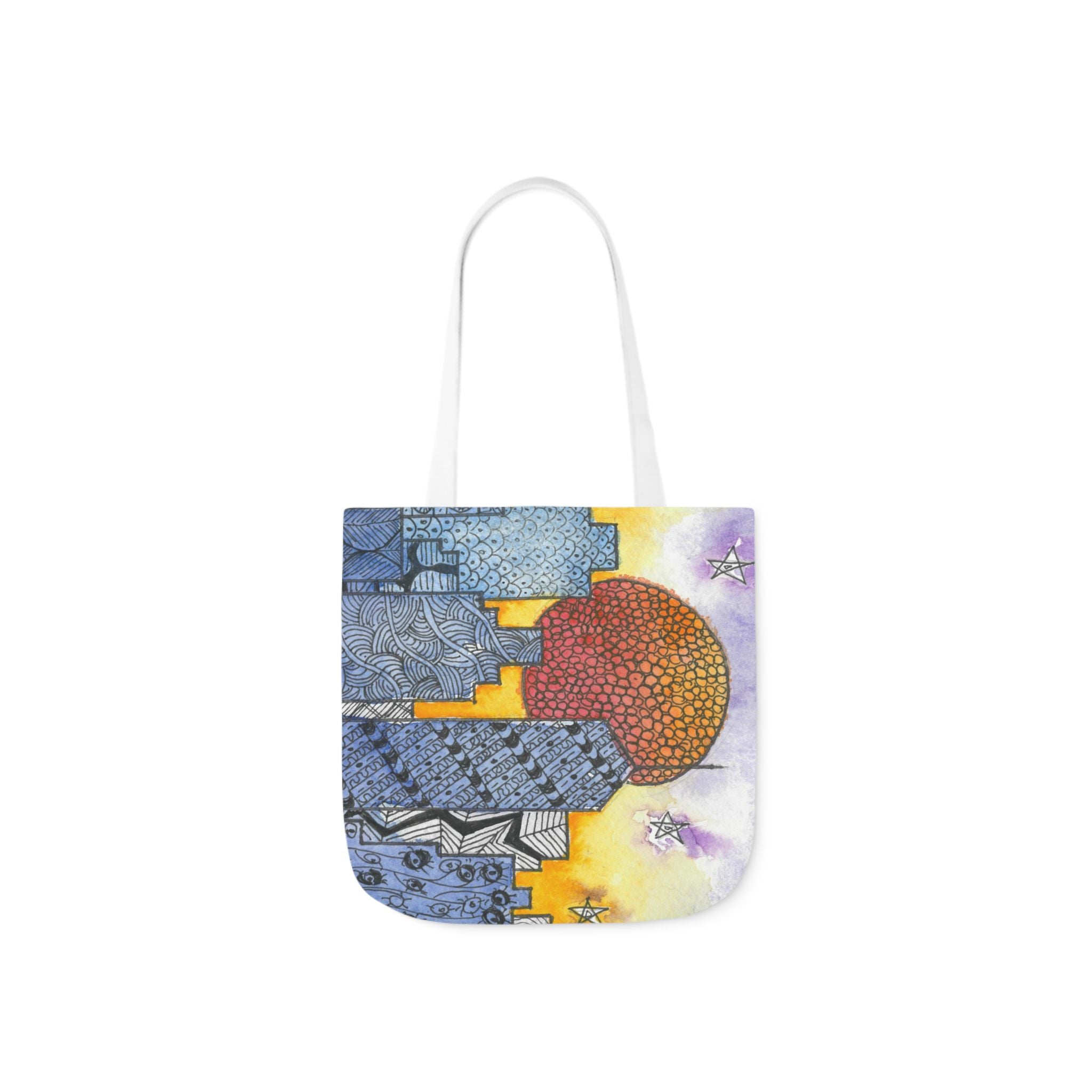 Canvas Tote Bags, Colourful Abstract Designs, 5-Color Straps, 3 Sizes.  For Family and friends or a Special Gift #5 In The Shadows