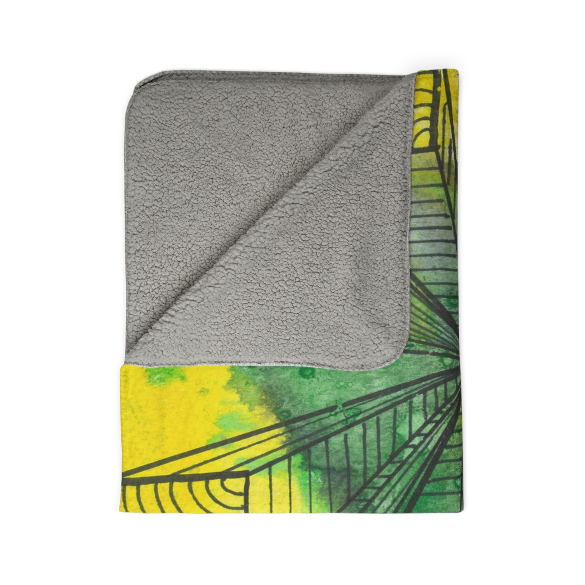 Fleece Throw Blanket, Textured Sherpa Underside, Hemmed, 2 Sizes. Colourful Abstract Design. Perfect for Bedroom, Living Room, or Special Gift #89 The Wayseers
