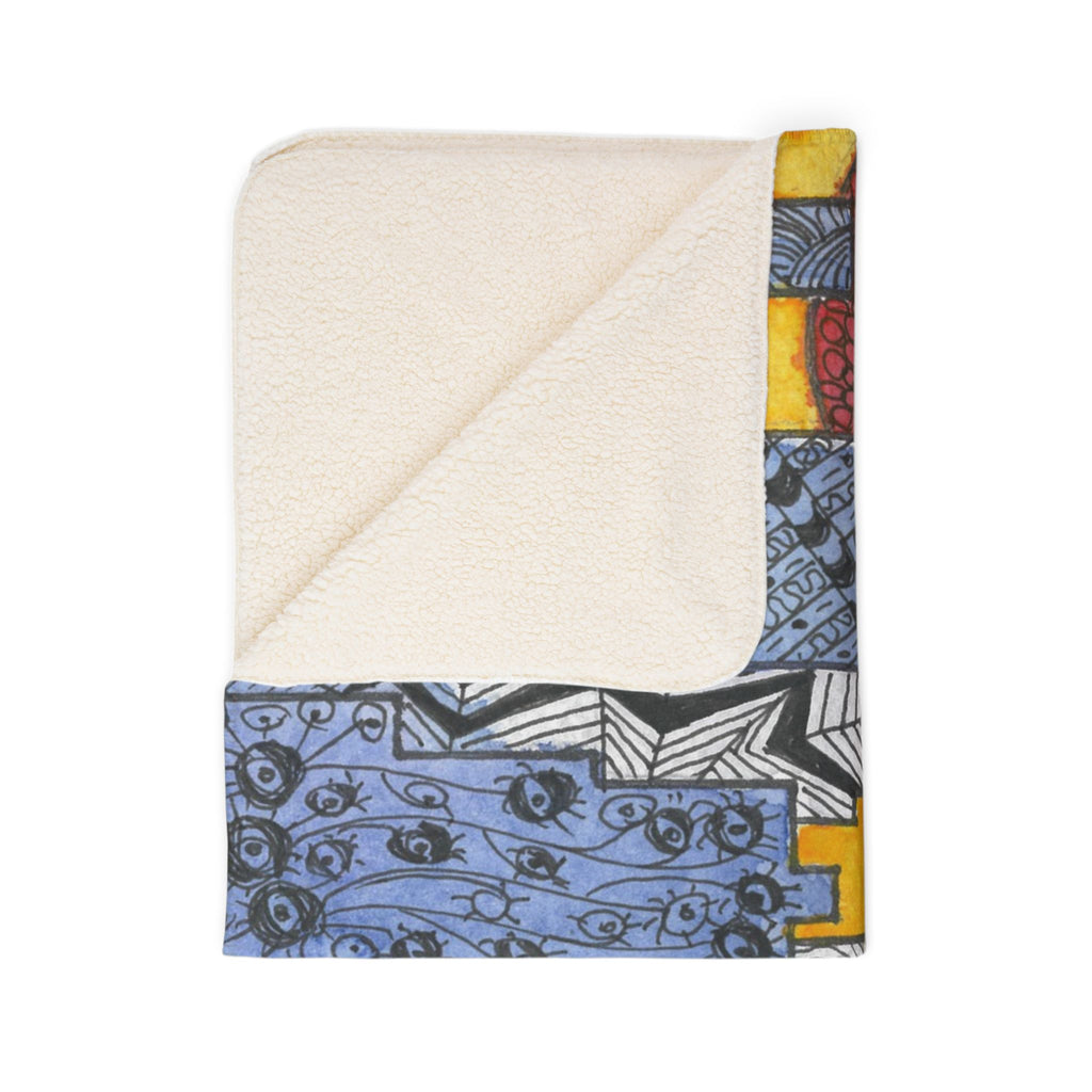 Fleece Throw Blanket, Textured Sherpa Underside, Hemmed, 2 Sizes. Colourful Abstract Design. Perfect for Bedroom, Living Room, or Special Gift #5 In The Shadows