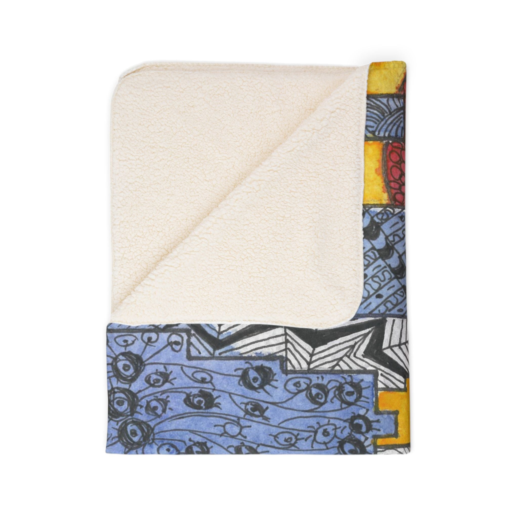 Fleece Throw Blanket, Textured Sherpa Underside, Hemmed, 2 Sizes. Colourful Abstract Design. Perfect for Bedroom, Living Room, or Special Gift #5 In The Shadows