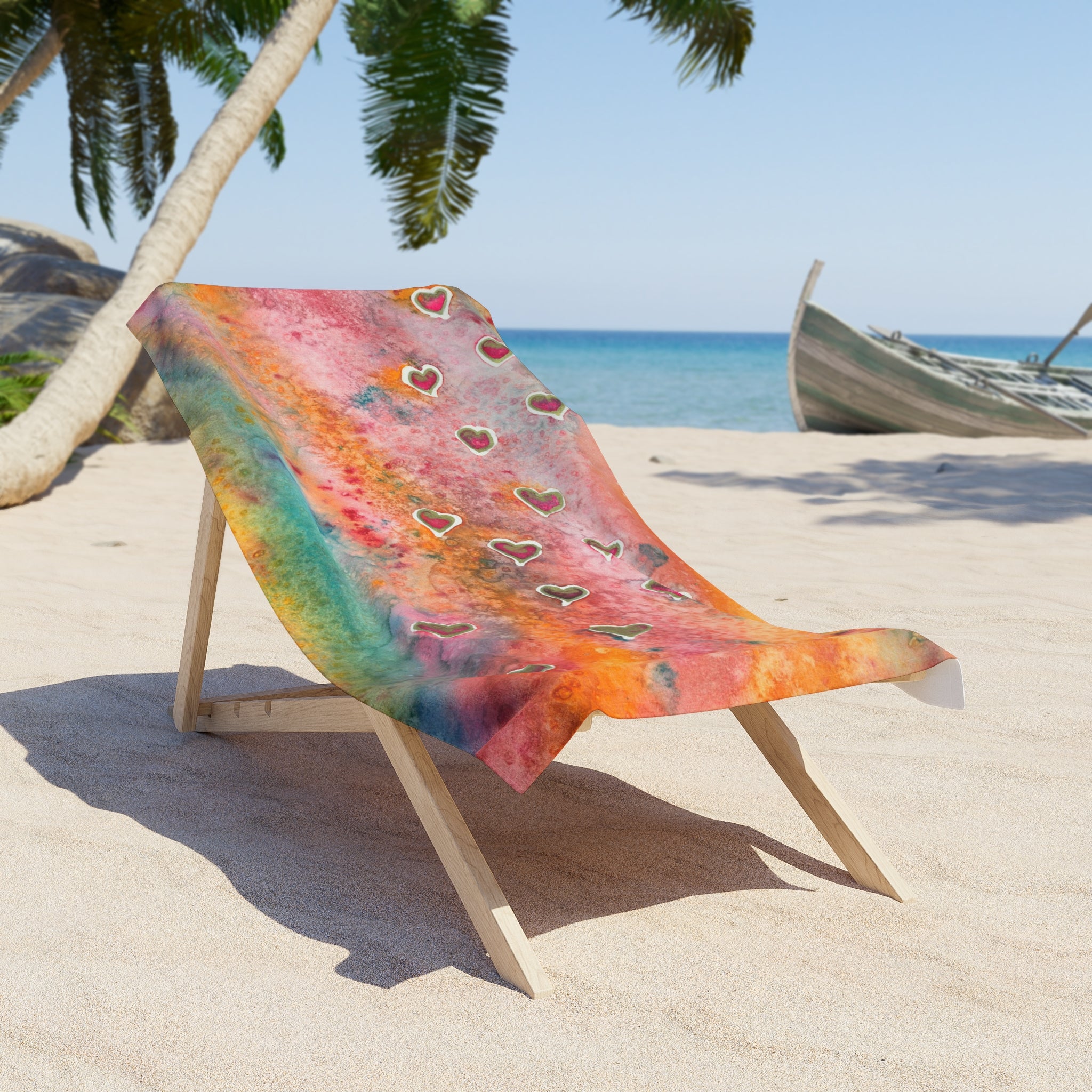 Colourful Abstract Beach Towels, Cotton Loop backing for Durability, 2 Sizes.  For Family and friends or a Special Gift #96 Love Friendship Integrity