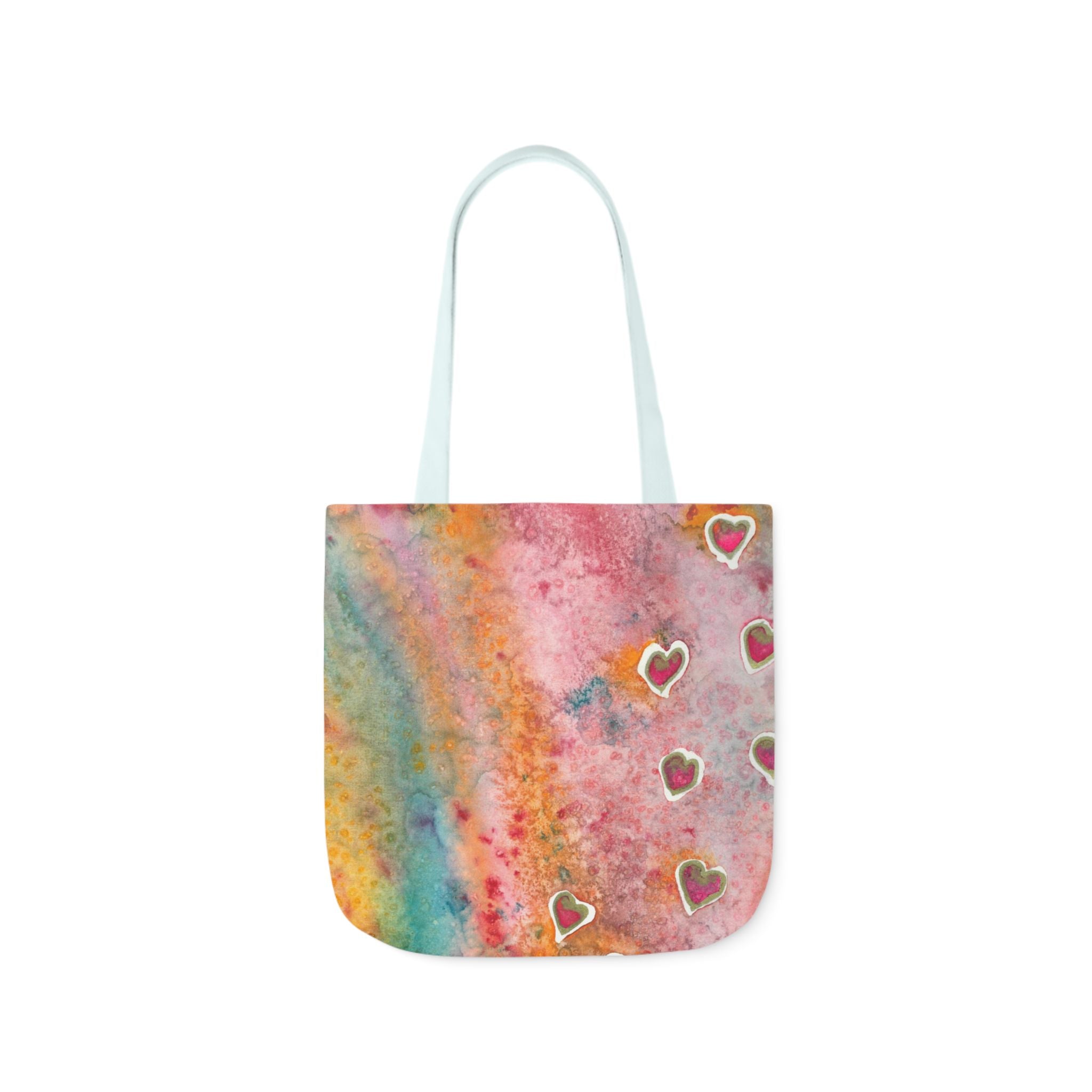 Canvas Tote Bags, Colourful Abstract Designs, 5-Color Straps, 3 Sizes.  For Family and friends or a Special Gift #96 Love Friendship Integrity