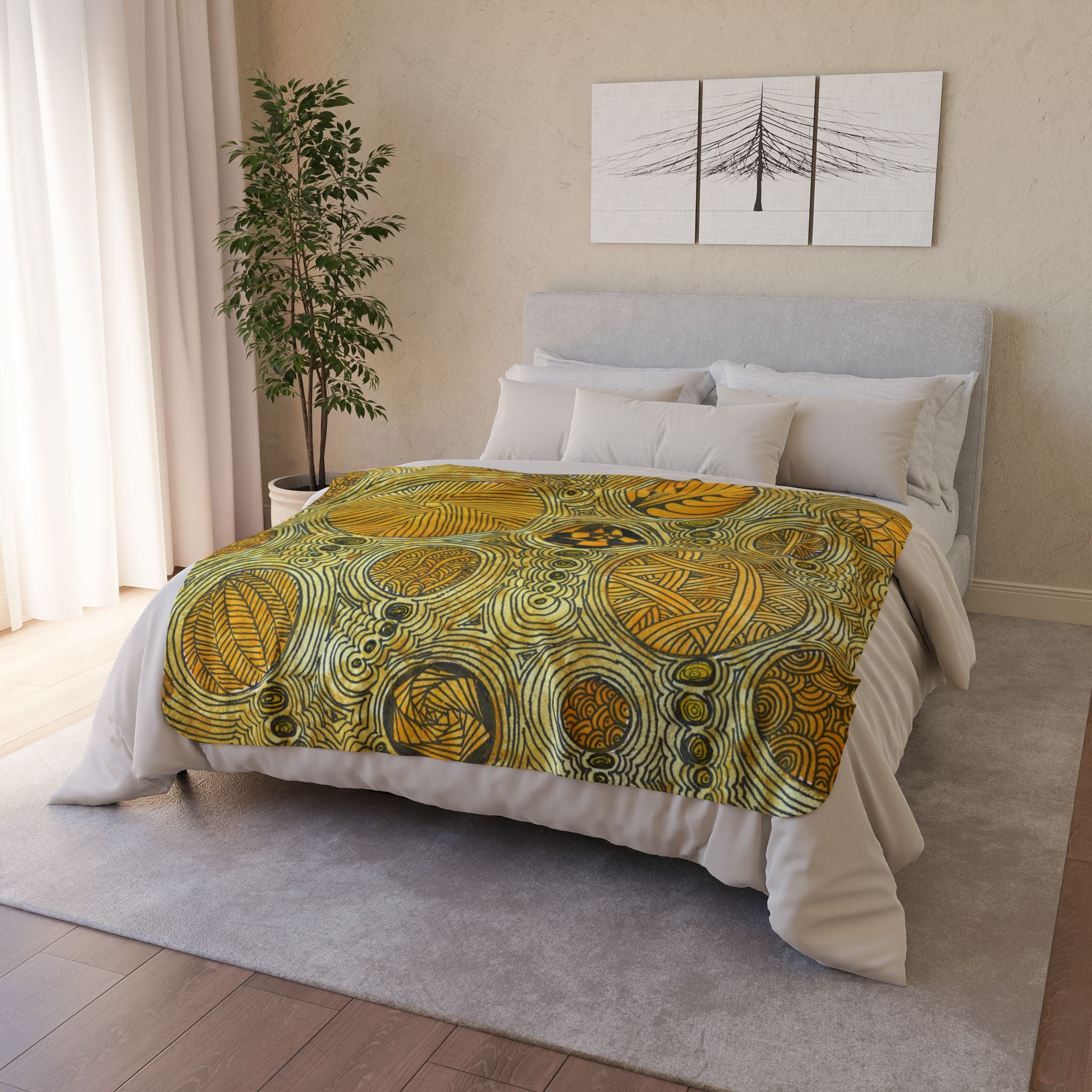 Fleece Throw Blanket, Textured Sherpa Underside, Hemmed, 2 Sizes. Colourful Abstract Design. Perfect for Bedroom, Living Room, or Special Gift #38 The Conversationalist