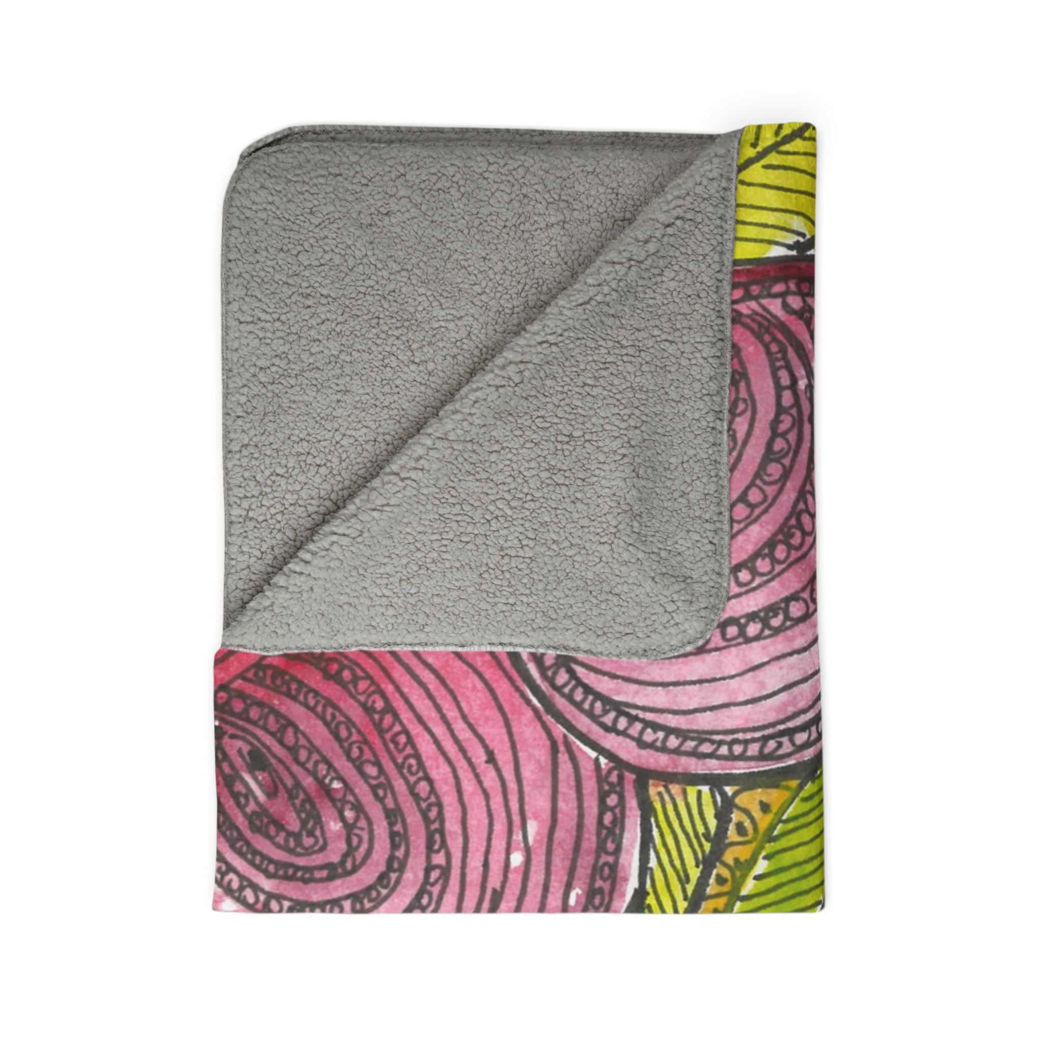 Fleece Throw Blanket, Textured Sherpa Underside, Hemmed, 2 Sizes. Colourful Abstract Design. Perfect for Bedroom, Living Room, or Special Gift #9 Spaced Blossoms