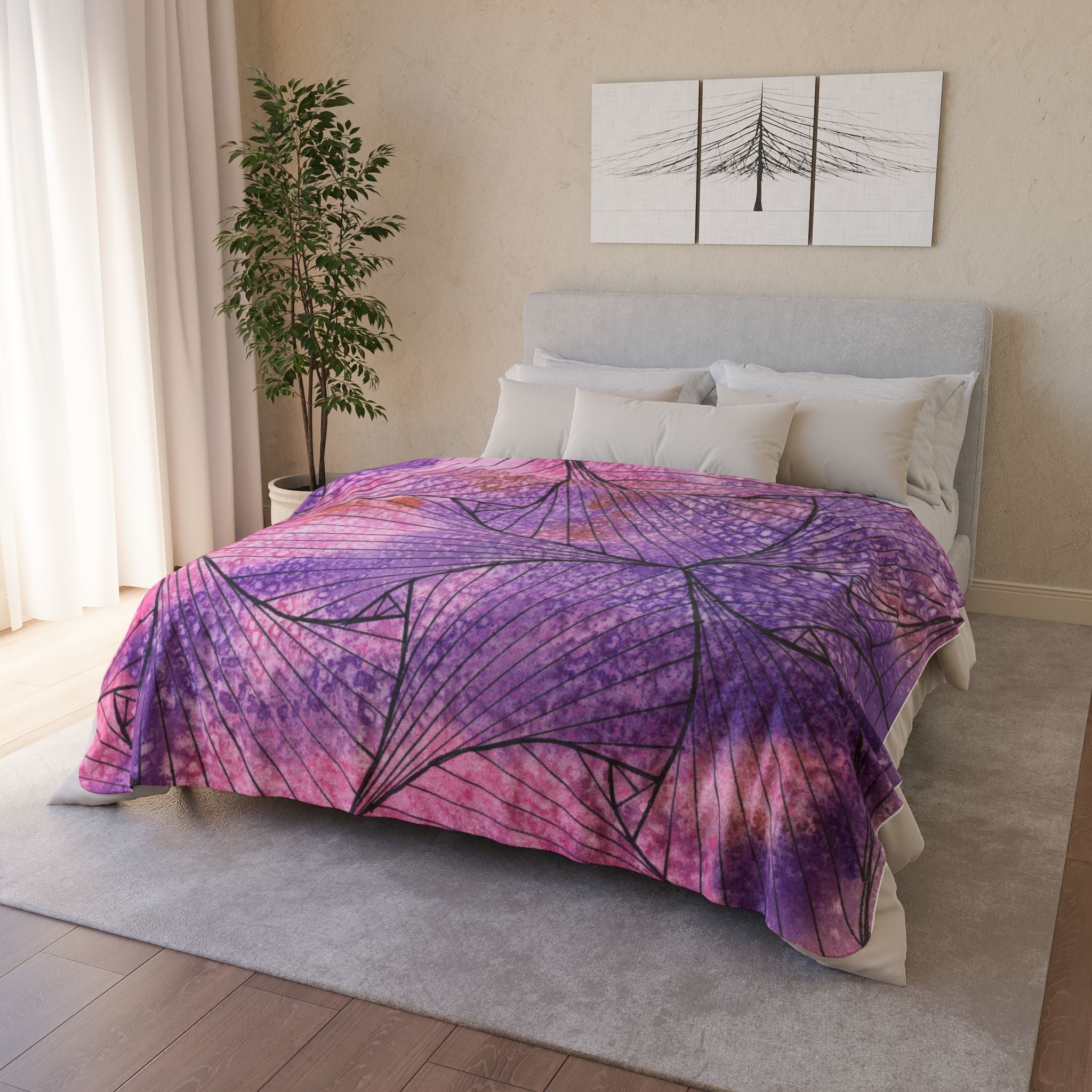 Fleece Throw Blanket, Textured Sherpa Underside, Hemmed, 2 Sizes. Colourful Abstract Design. Perfect for Bedroom, Living Room, or Special Gift #34 There's Always Hope