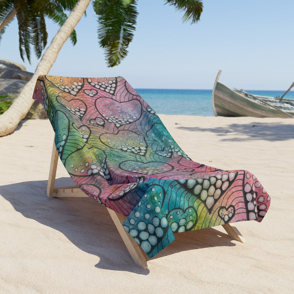 Colourful Abstract Beach Towels, Cotton Loop backing for Durability, 2 Sizes.  For Family and friends or a Special Gift #97 Whats Love Got To Do With It