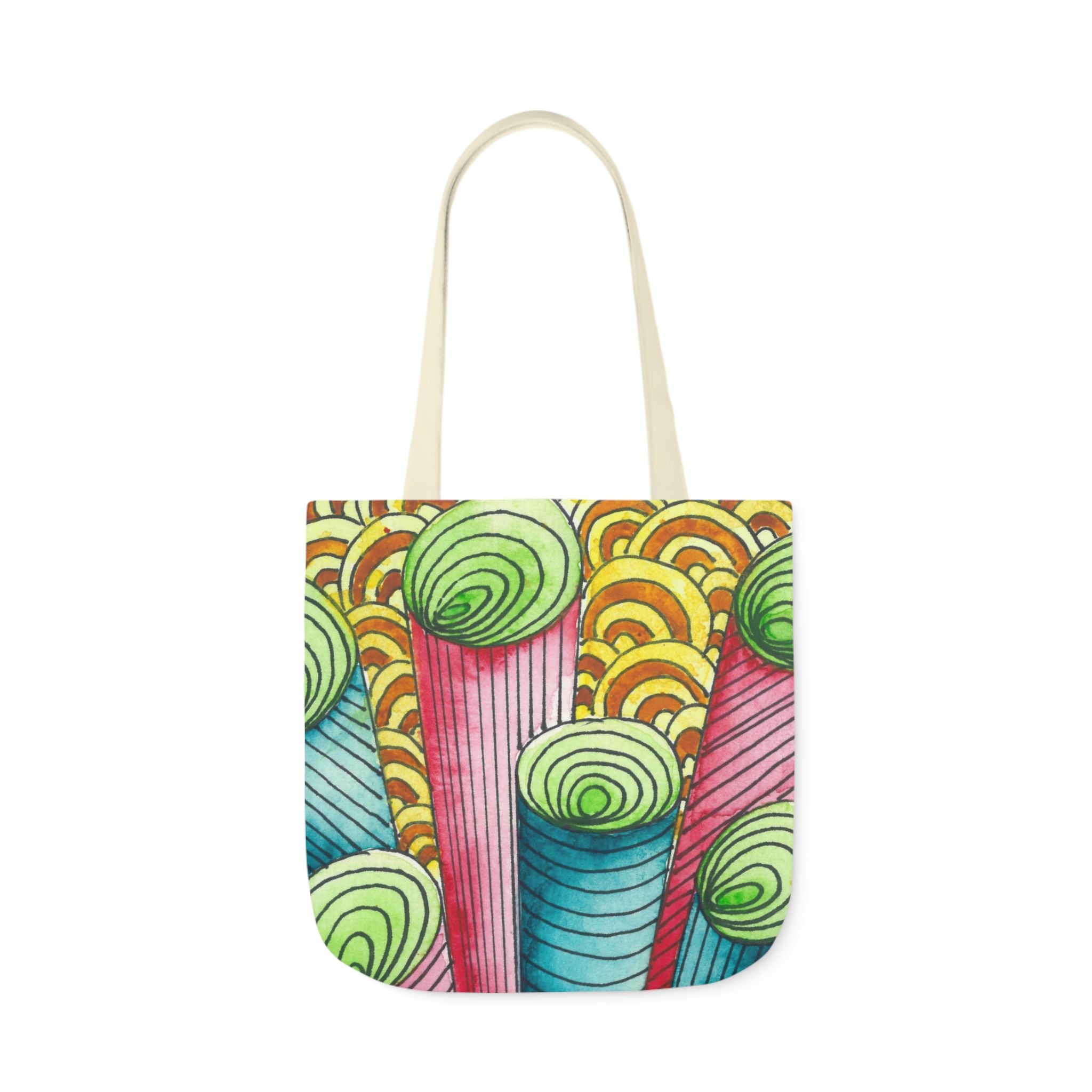 Canvas Tote Bags, Colourful Abstract Designs, 5-Color Straps, 3 Sizes.  For Family and friends or a Special Gift #93 On A Mission