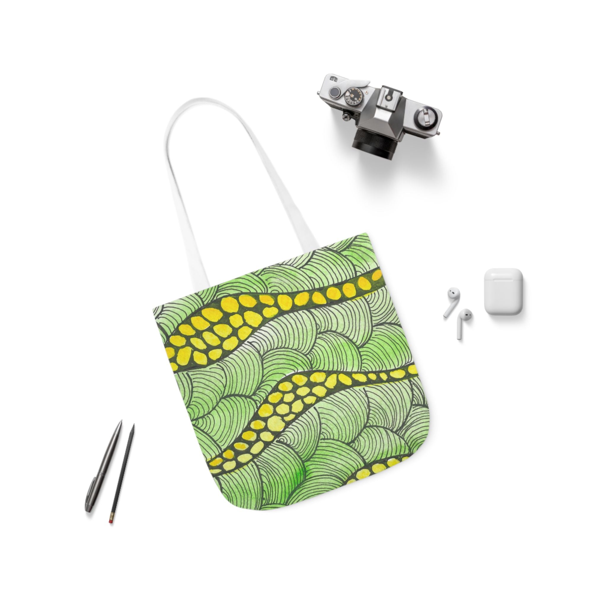 Canvas Tote Bags, Colourful Abstract Designs, 5-Color Straps, 3 Sizes.  For Family and friends or a Special Gift #13 Watcha Thinking