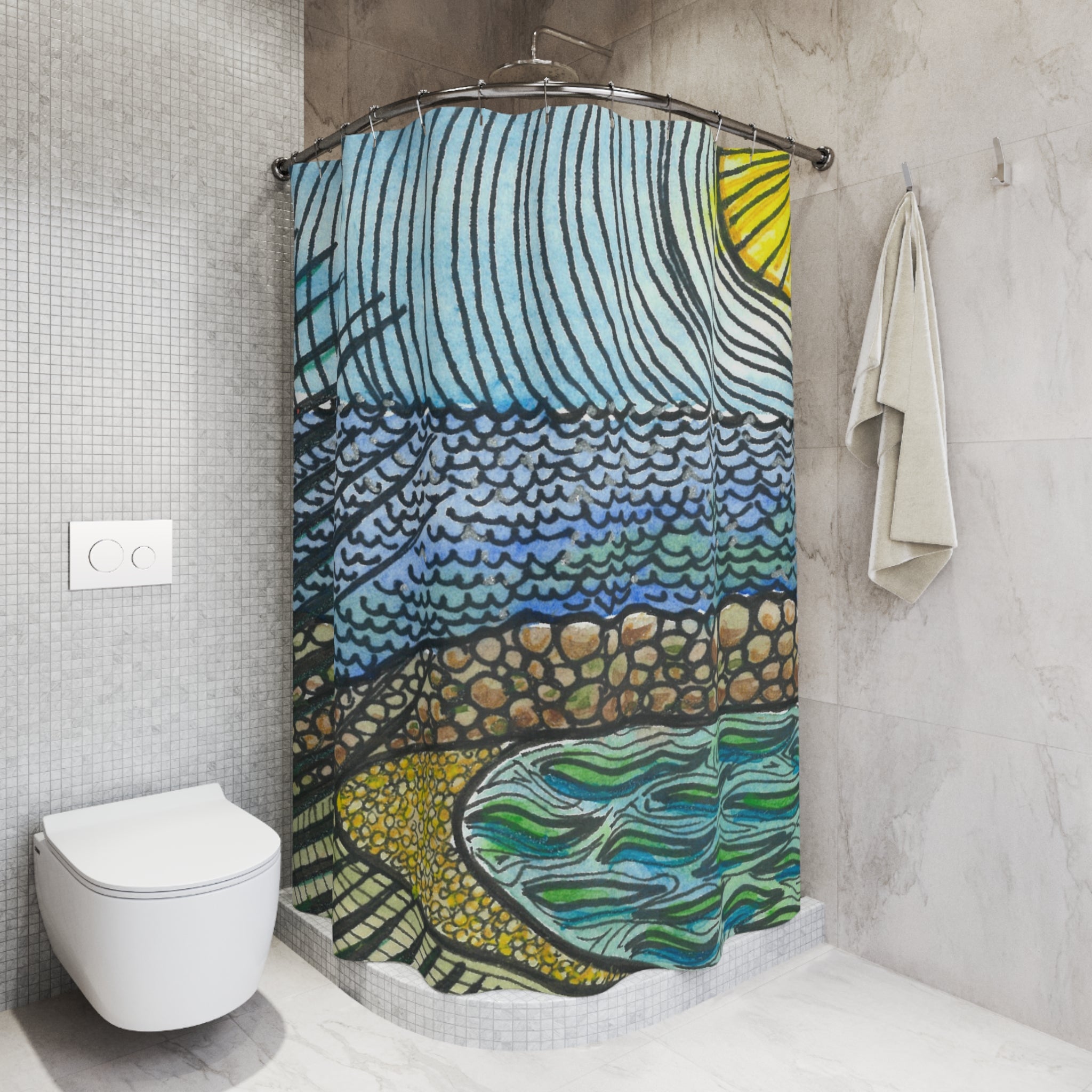 Beautiful Shower Curtains to Refresh Your Bathroom. Colourful Abstract Designs. Perfect For Your Bathroom or Special House-Warming Gift #47 Cottesloe