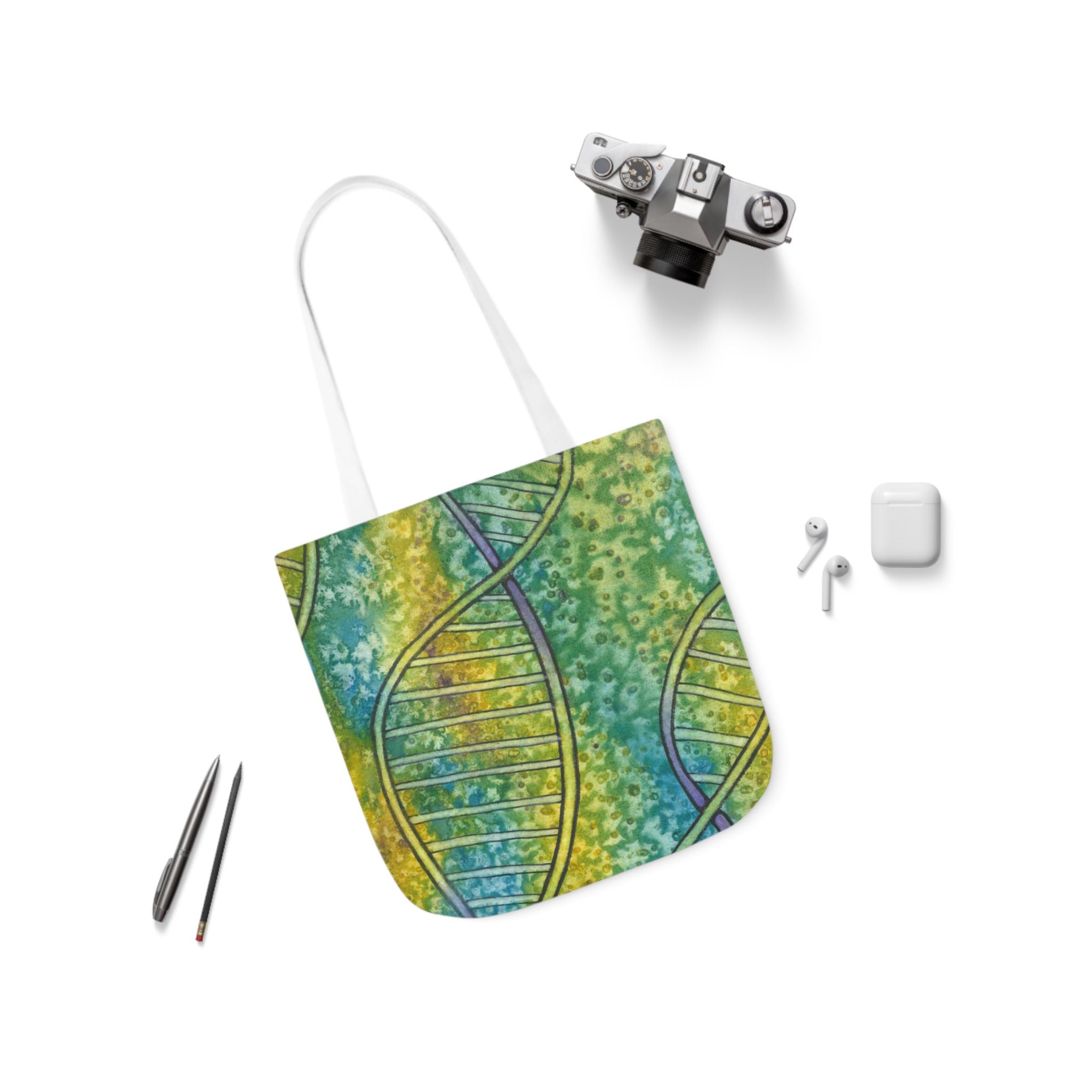 Canvas Tote Bags, Colourful Abstract Designs, 5-Color Straps, 3 Sizes.  For Family and friends or a Special Gift #99 Crop Of DNA