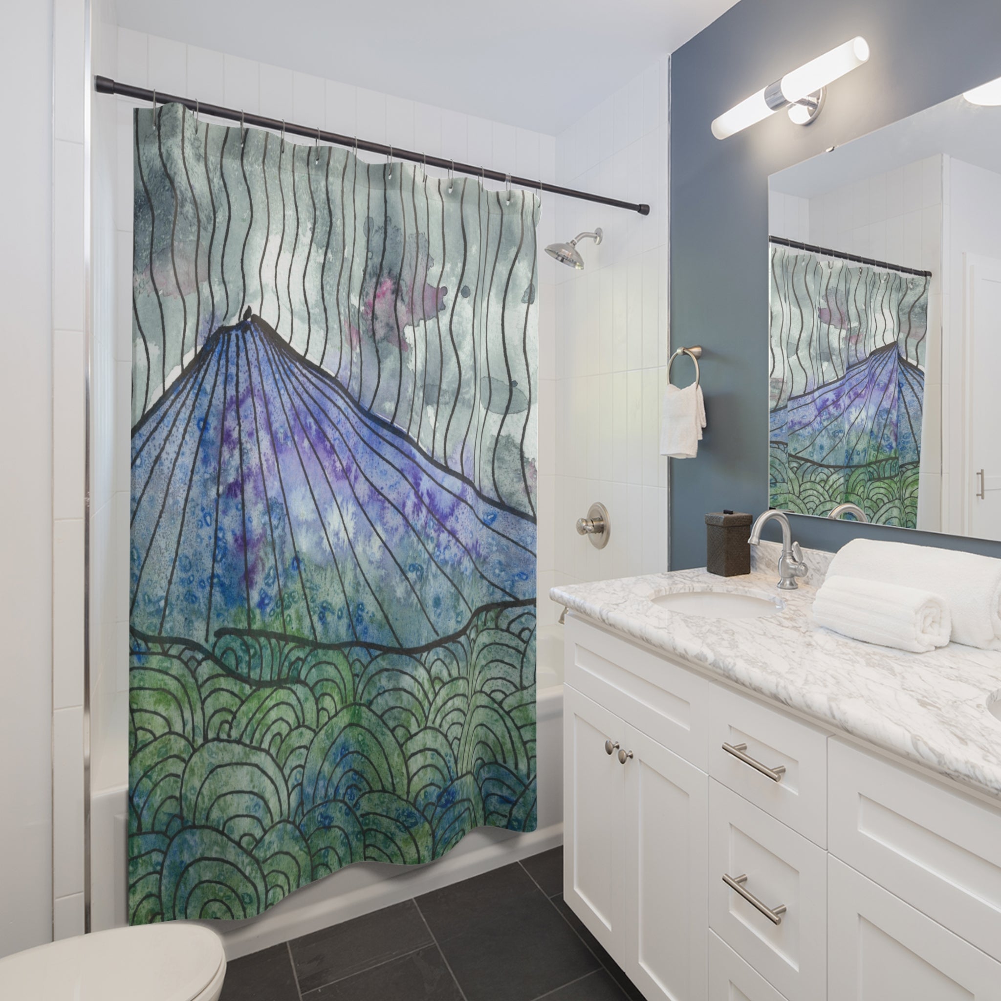 Beautiful Shower Curtains to Refresh Your Bathroom. Colourful Abstract Designs. Perfect For Your Bathroom or Special House-Warming Gift #90 Rtanj Pyramid