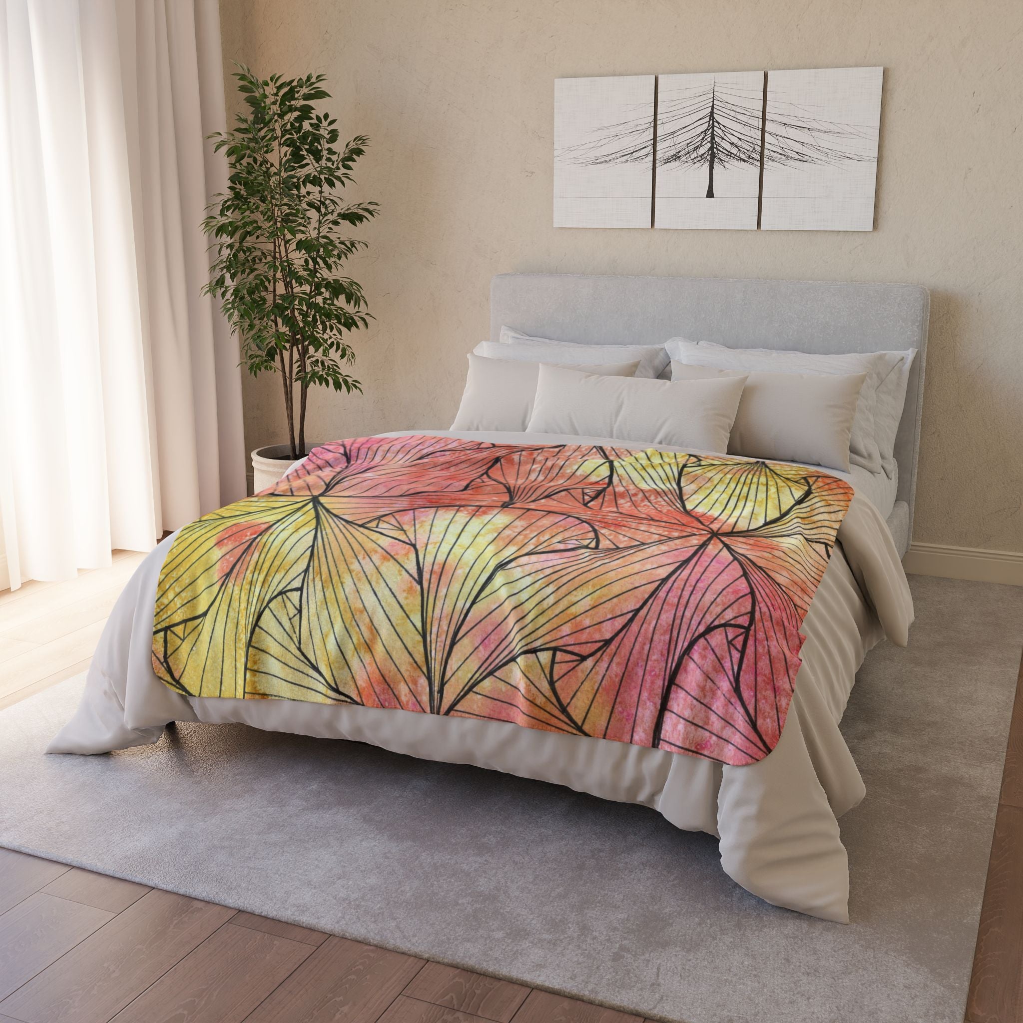 Fleece Throw Blanket, Textured Sherpa Underside, Hemmed, 2 Sizes. Colourful Abstract Design. Perfect for Bedroom, Living Room, or Special Gift #39 Impossible They Said