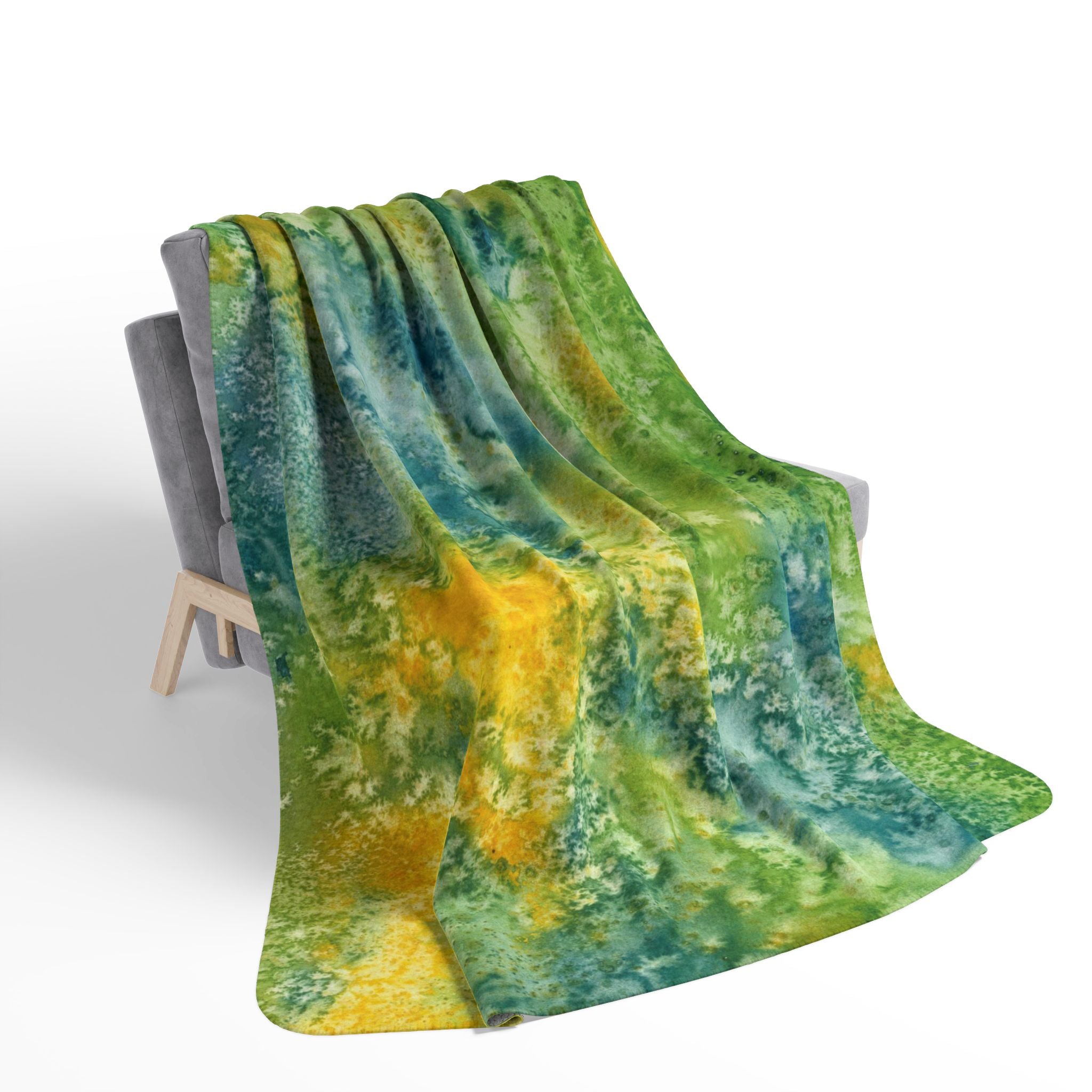 Fleece Throw Blanket, Textured Sherpa Underside, Hemmed, 2 Sizes. Colourful Abstract Design. Perfect for Bedroom, Living Room, or Special Gift #52 View From Above