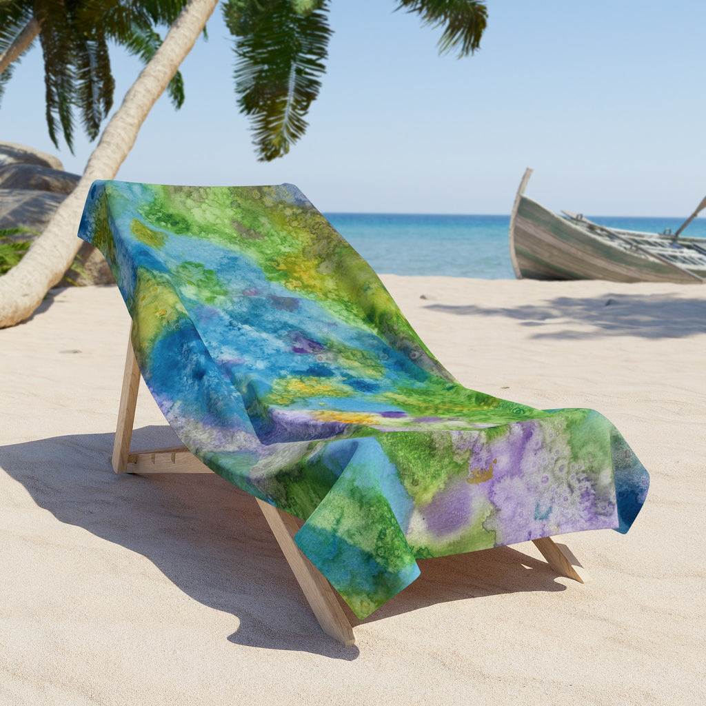 Colourful Abstract Beach Towels, Cotton Loop backing for Durability, 2 Sizes.  For Family and friends or a Special Gift #60 Happy Holidays