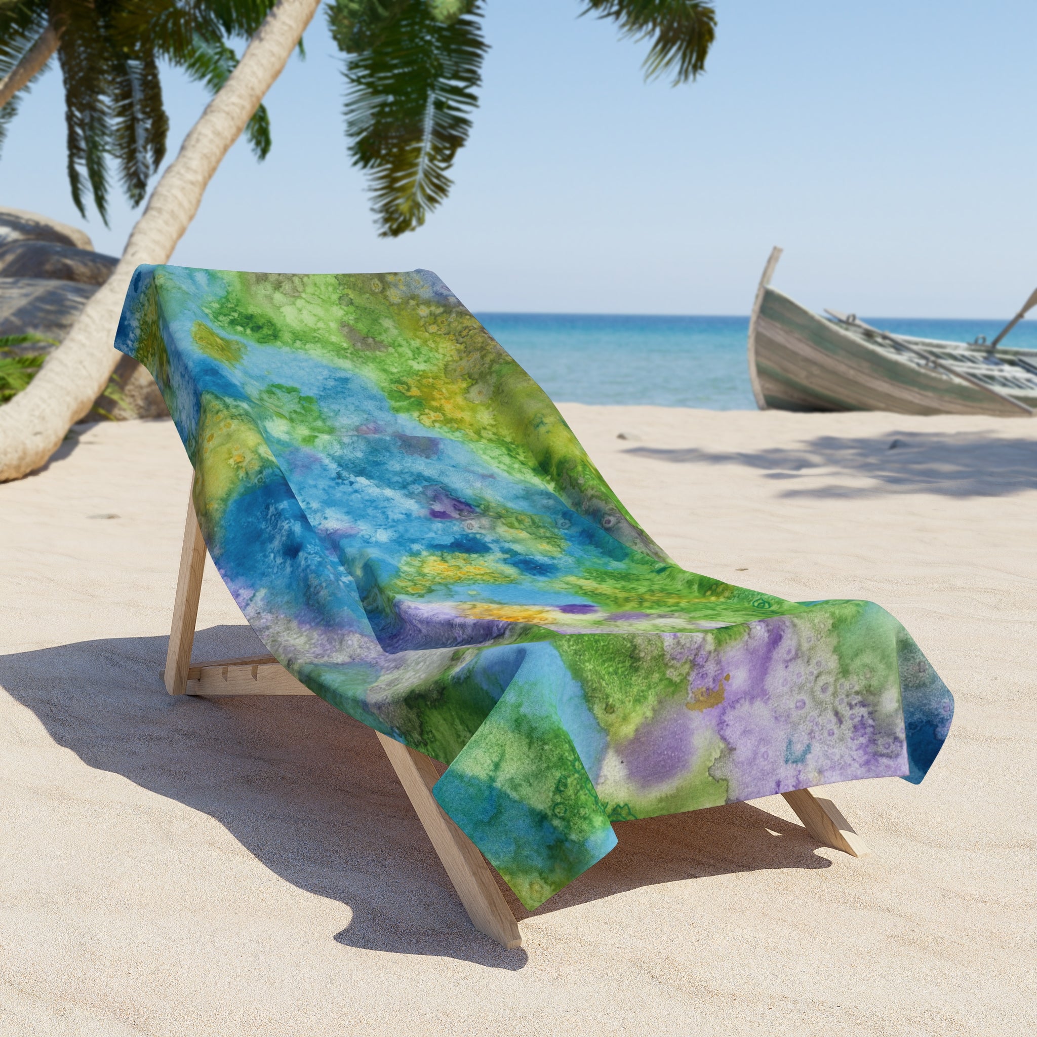 Colourful Abstract Beach Towels, Cotton Loop backing for Durability, 2 Sizes.  For Family and friends or a Special Gift #60 Happy Holidays