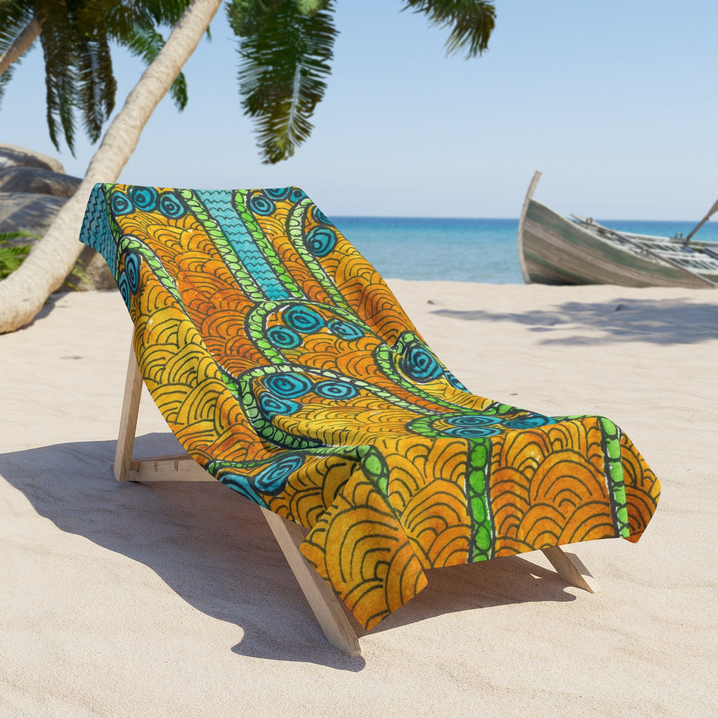 Colourful Abstract Beach Towels, Cotton Loop backing for Durability, 2 Sizes.  For Family and friends or a Special Gift #87 Belgrade Impressions