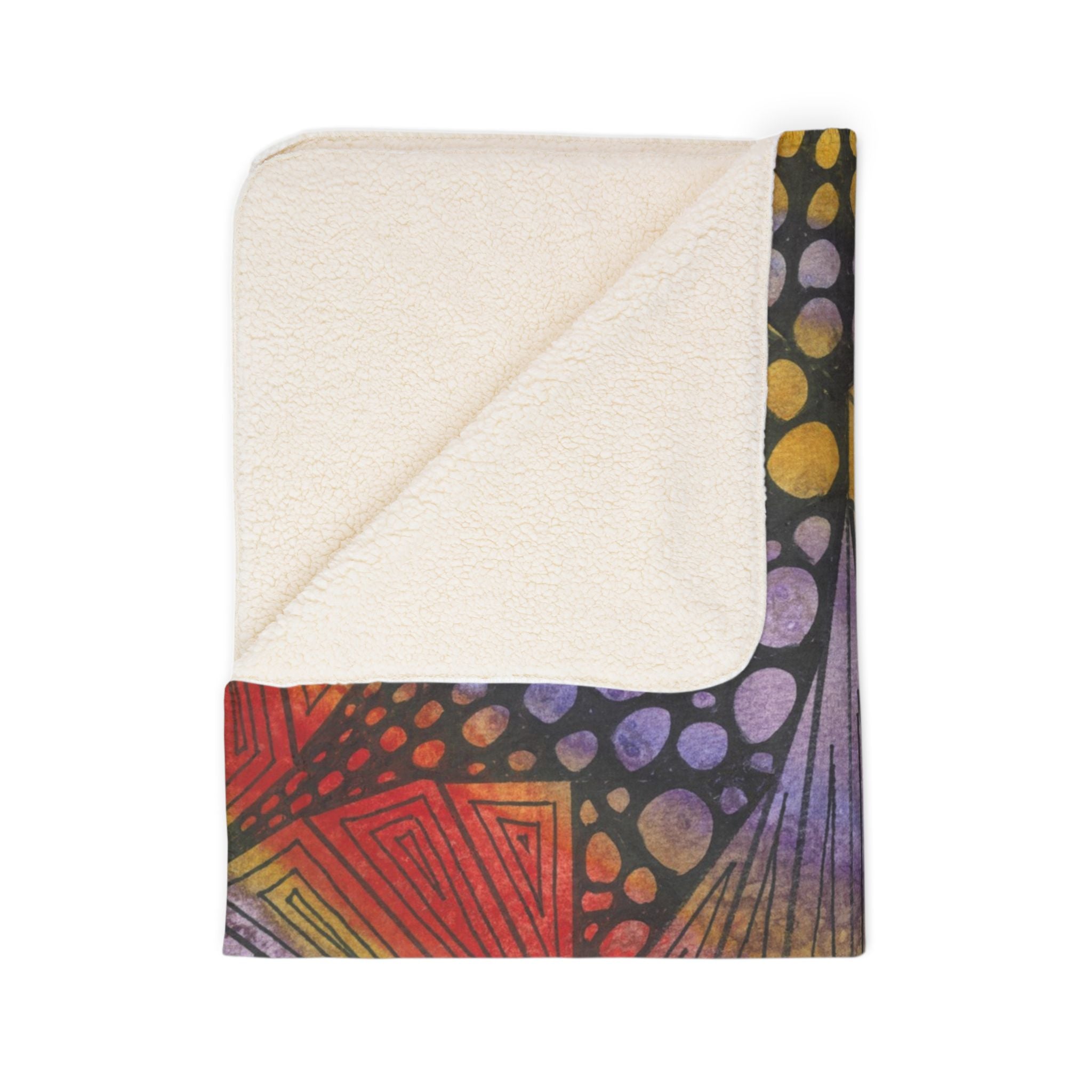 Fleece Throw Blanket, Textured Sherpa Underside, Hemmed, 2 Sizes. Colourful Abstract Design. Perfect for Bedroom, Living Room, or Special Gift #82 Fighting Delusions