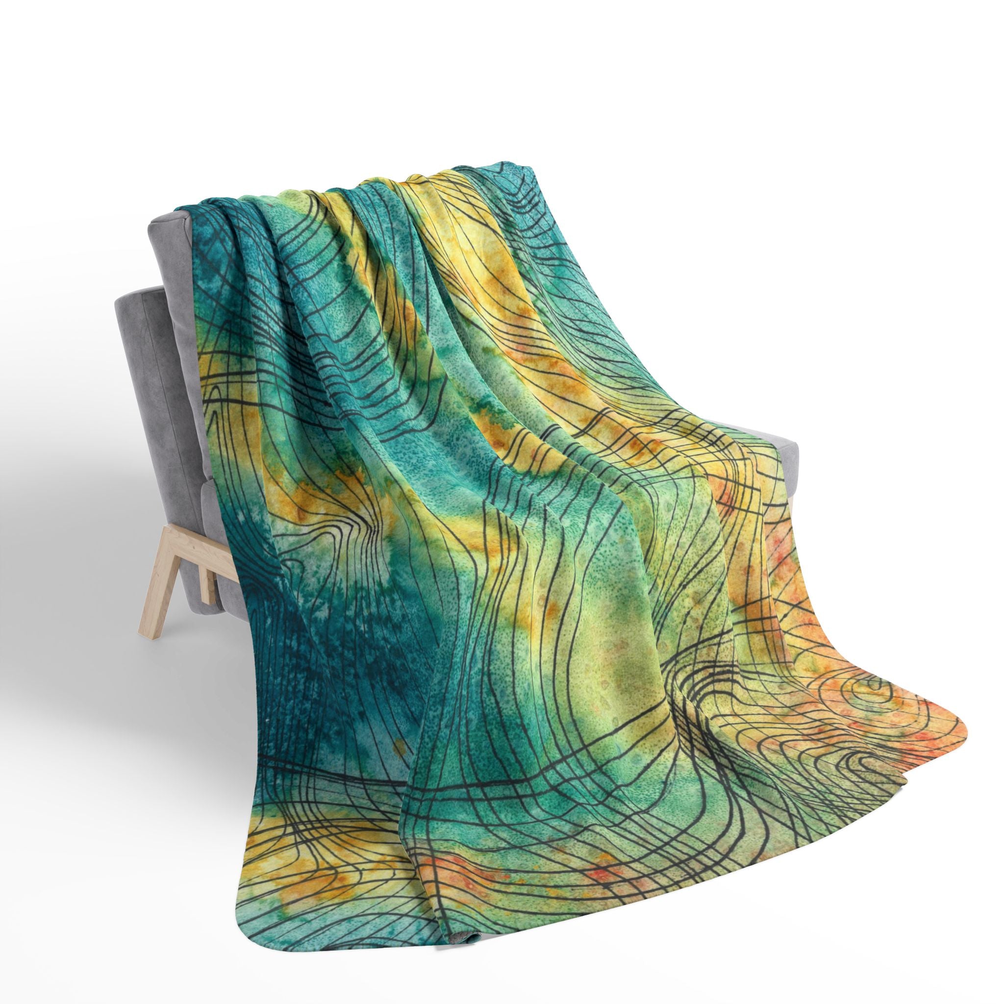 Fleece Throw Blanket, Textured Sherpa Underside, Hemmed, 2 Sizes. Colourful Abstract Design. Perfect for Bedroom, Living Room, or Special Gift #81 The Only Way Is Up