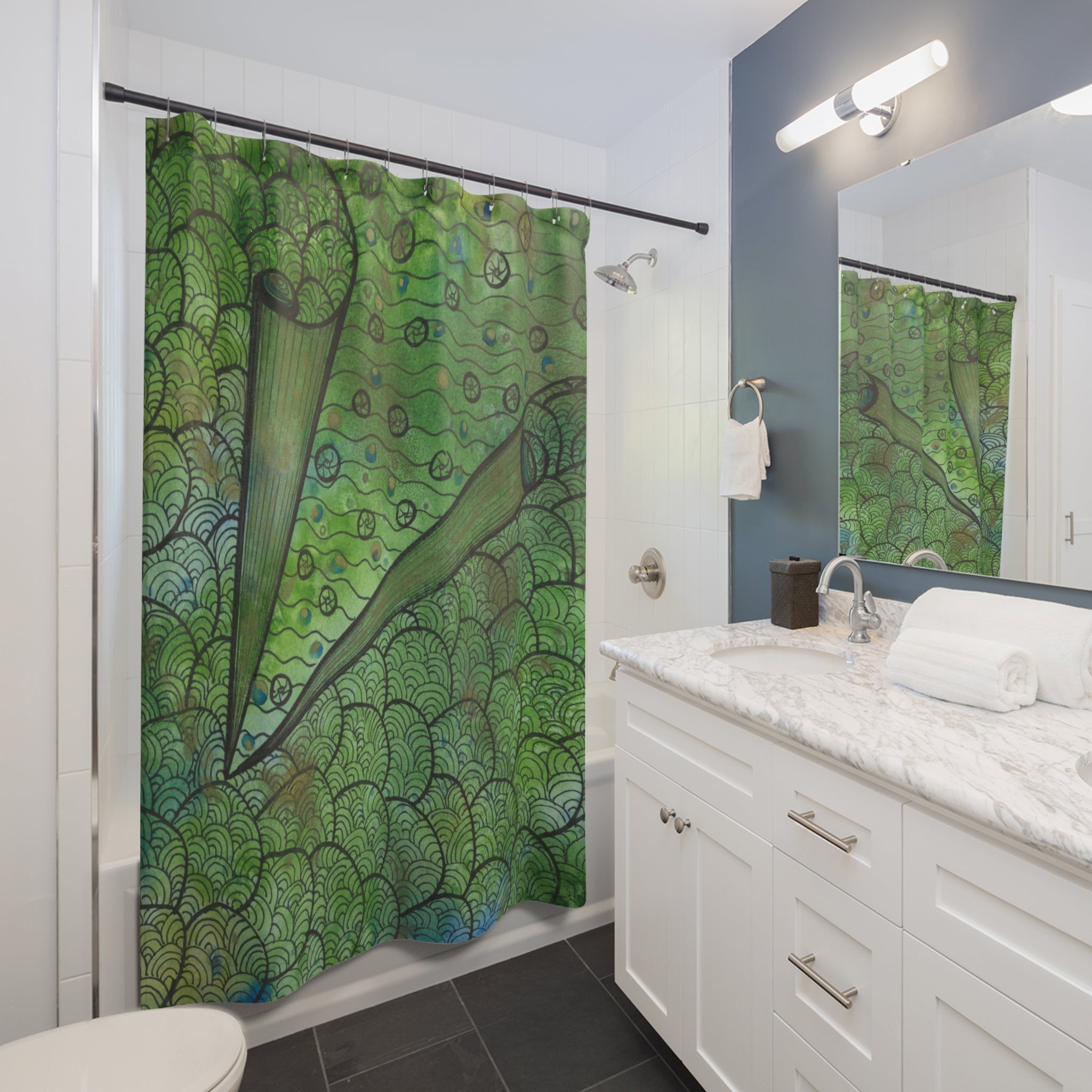 Beautiful Shower Curtains to Refresh Your Bathroom. Colourful Abstract Designs. Perfect For Your Bathroom or Special House-Warming Gift #69 New Horizons