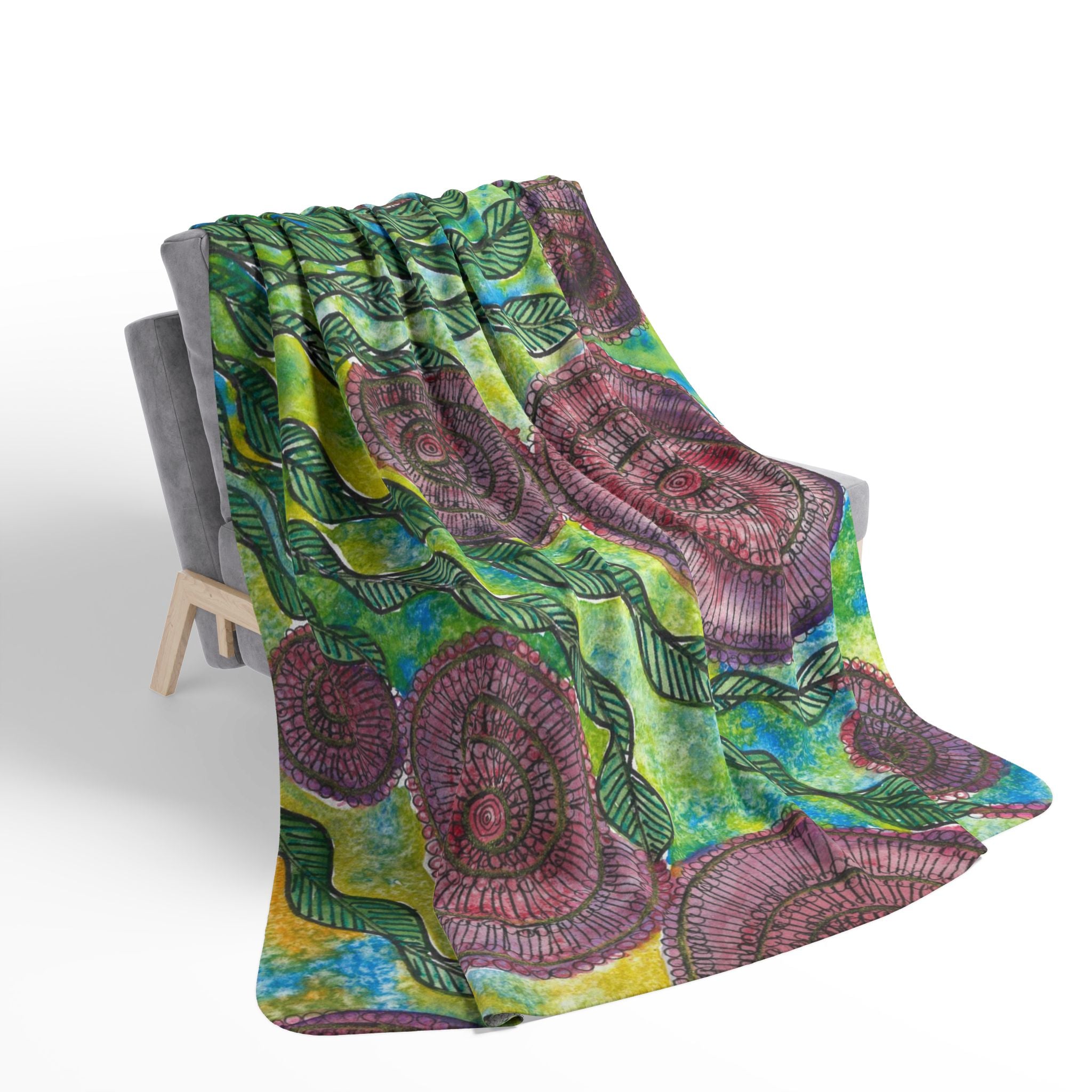 Fleece Throw Blanket, Textured Sherpa Underside, Hemmed, 2 Sizes. Colourful Abstract Design. Perfect for Bedroom, Living Room, or Special Gift #35 Beetroot To Yourself