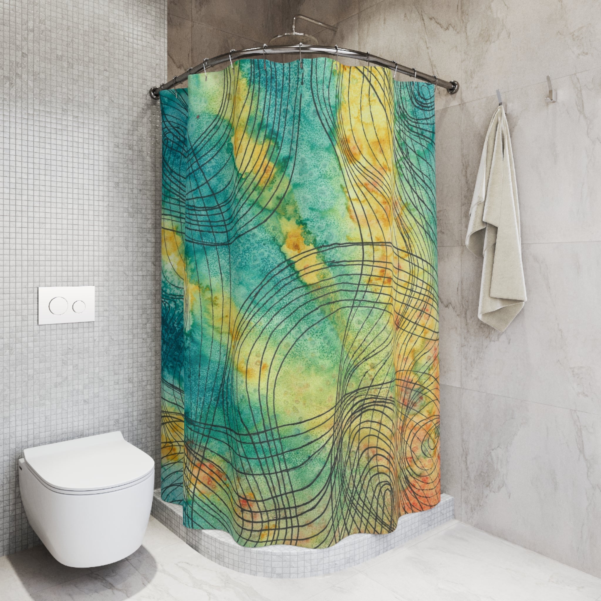 Beautiful Shower Curtains to Refresh Your Bathroom. Colourful Abstract Designs. Perfect For Your Bathroom or Special House-Warming Gift #81 The Only Way Is Up