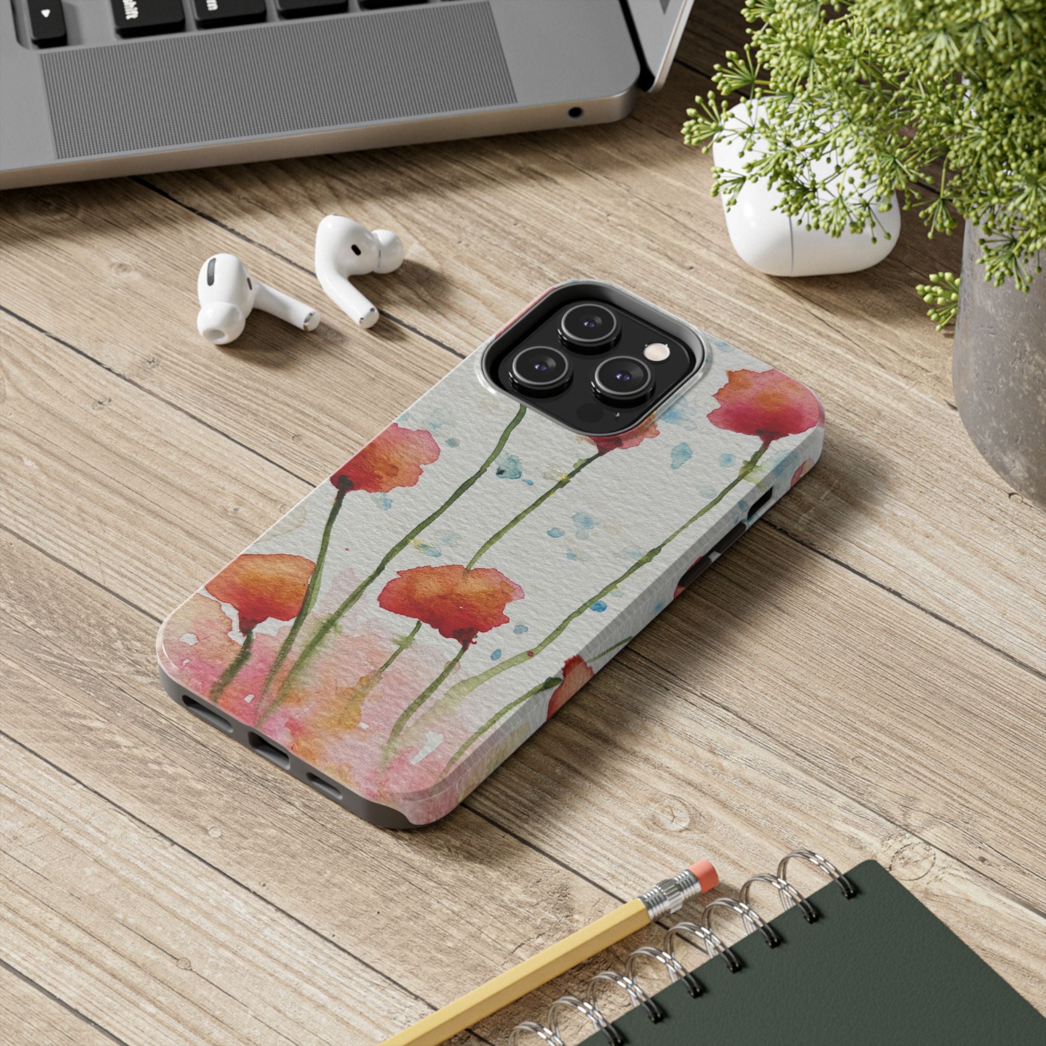 Tough Phone Case - All iPhones and Samsung Galaxys - Exciting Abstract Design #94 Poppies Galore