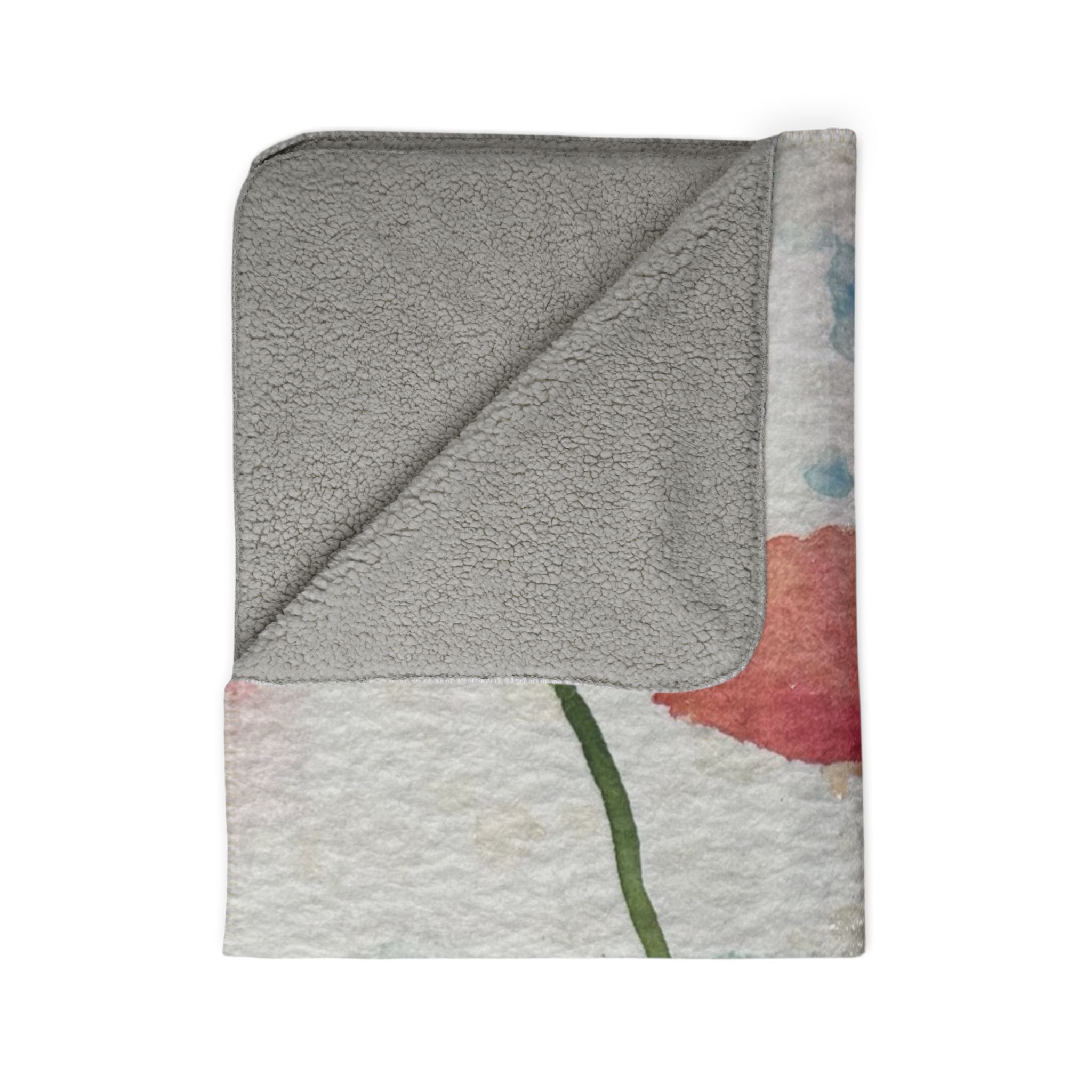Fleece Throw Blanket, Textured Sherpa Underside, Hemmed, 2 Sizes. Colourful Abstract Design. Perfect for Bedroom, Living Room, or Special Gift #94 Poppies Galore