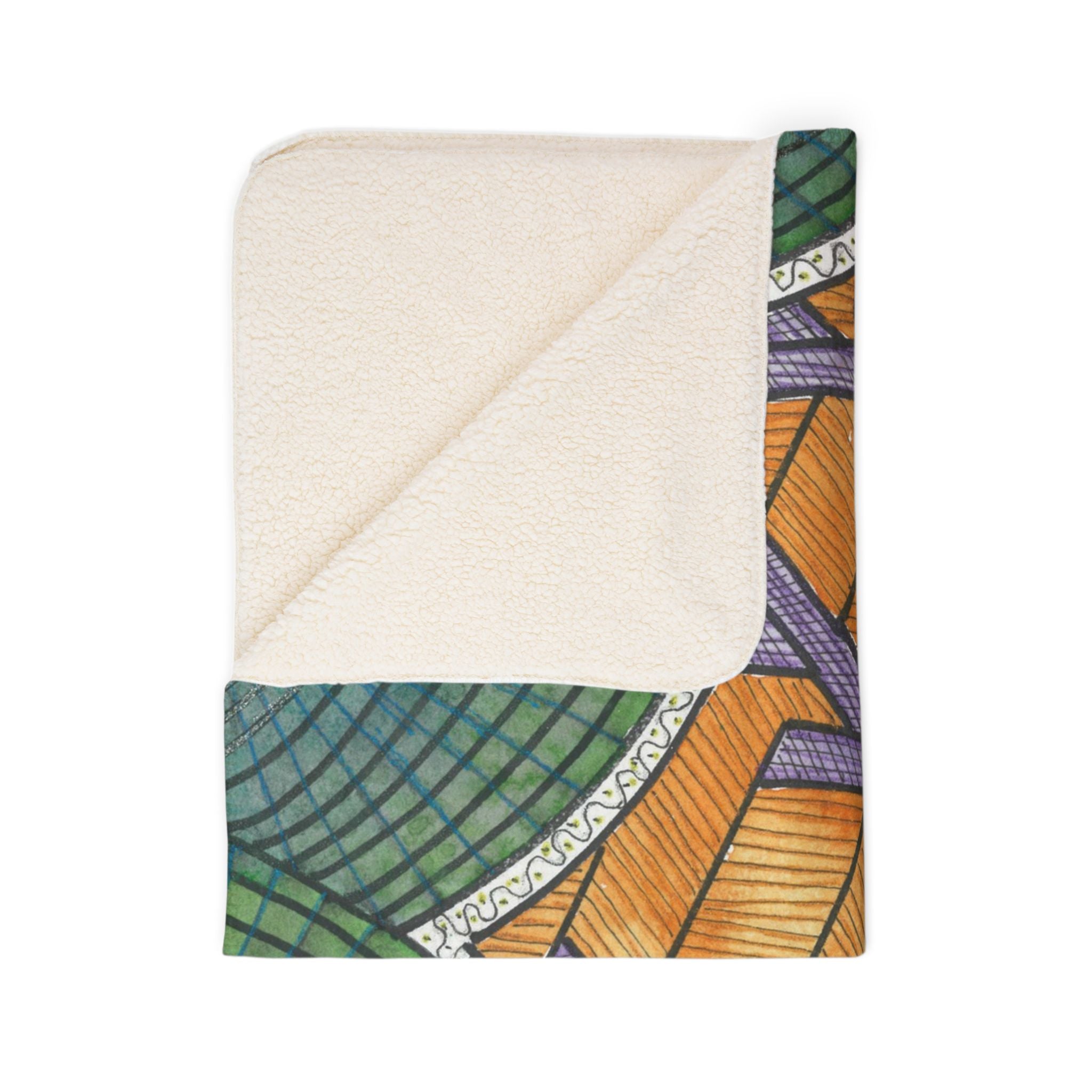 Fleece Throw Blanket, Textured Sherpa Underside, Hemmed, 2 Sizes. Colourful Abstract Design. Perfect for Bedroom, Living Room, or Special Gift #31 T'Eye Land