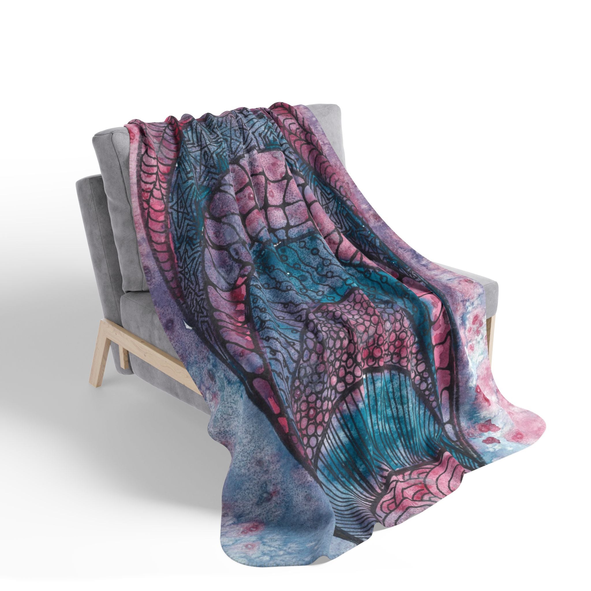 Fleece Throw Blanket, Textured Sherpa Underside, Hemmed, 2 Sizes. Colourful Abstract Design. Perfect for Bedroom, Living Room, or Special Gift #92 The Goddess Lives